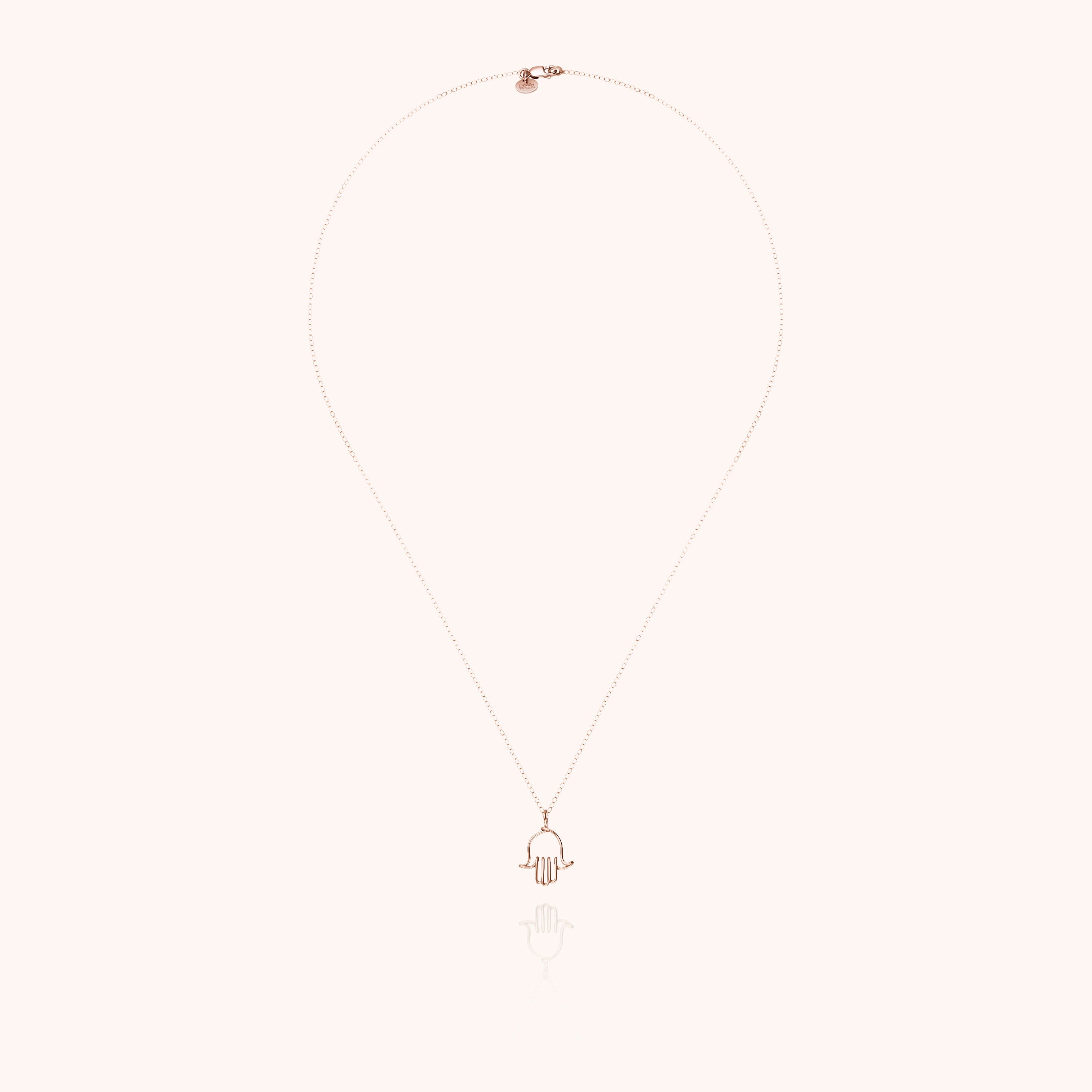 Collier Charms Symbolic Main de Fatma - or rose laminé façonné main — Atelier Paulin