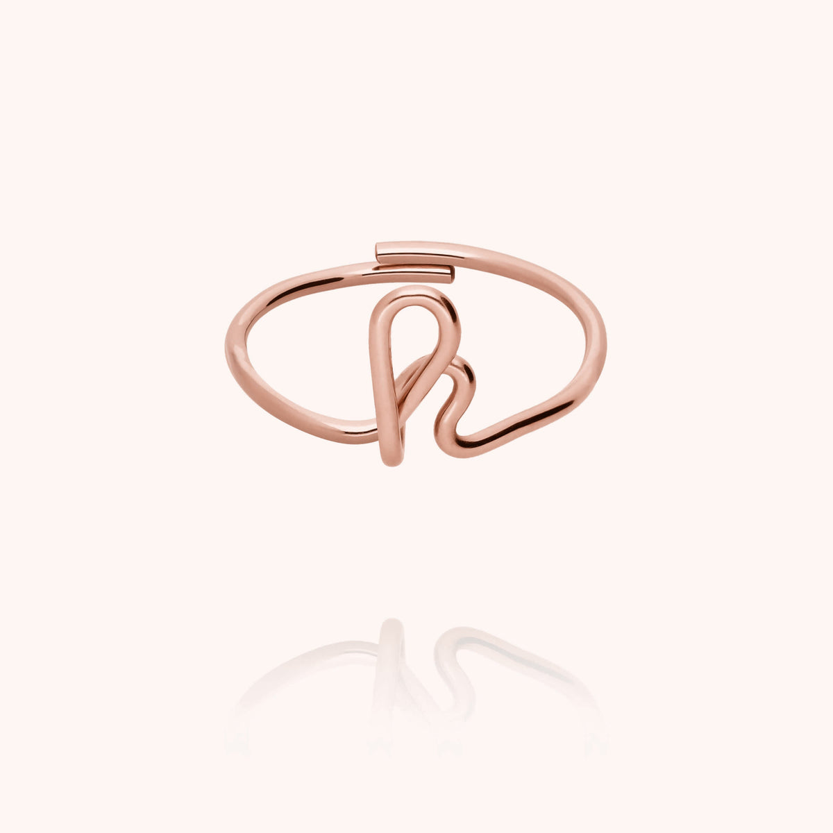 Anello Originale Iniziale in filo d'oro rosa laminato 14k