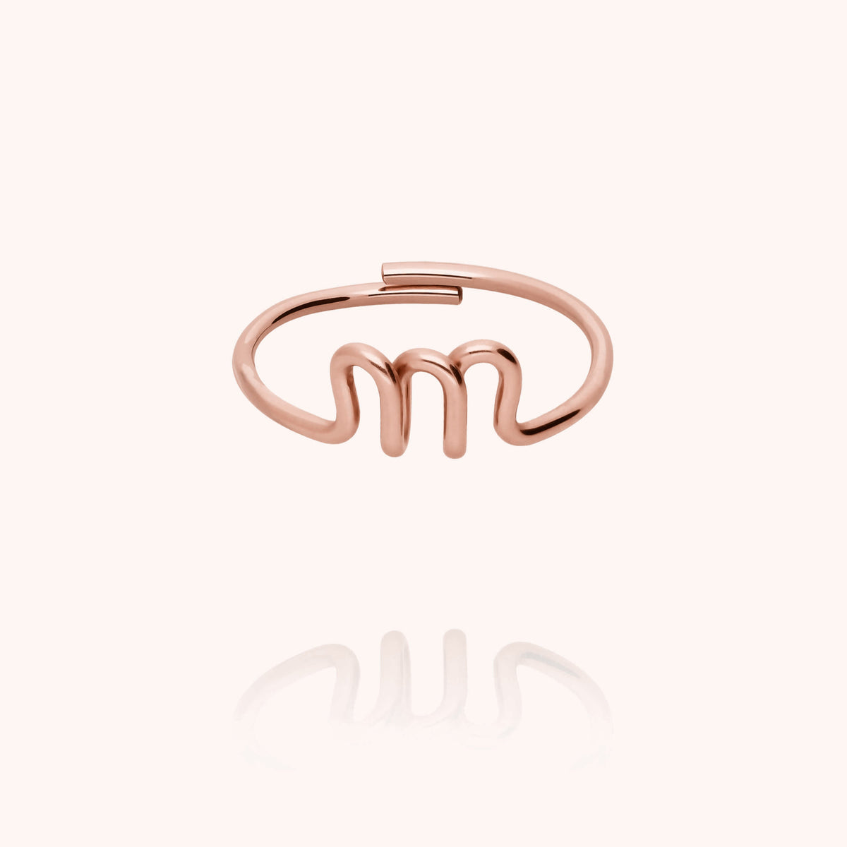 Anello Originale Iniziale in filo d'oro rosa laminato 14k