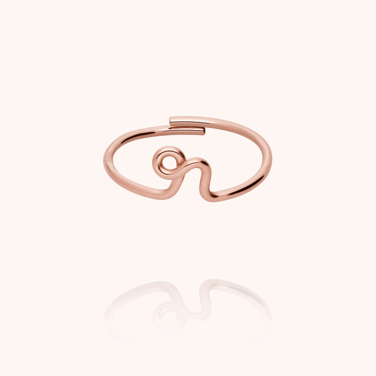 Anello Originale Iniziale in filo d'oro rosa laminato 14k