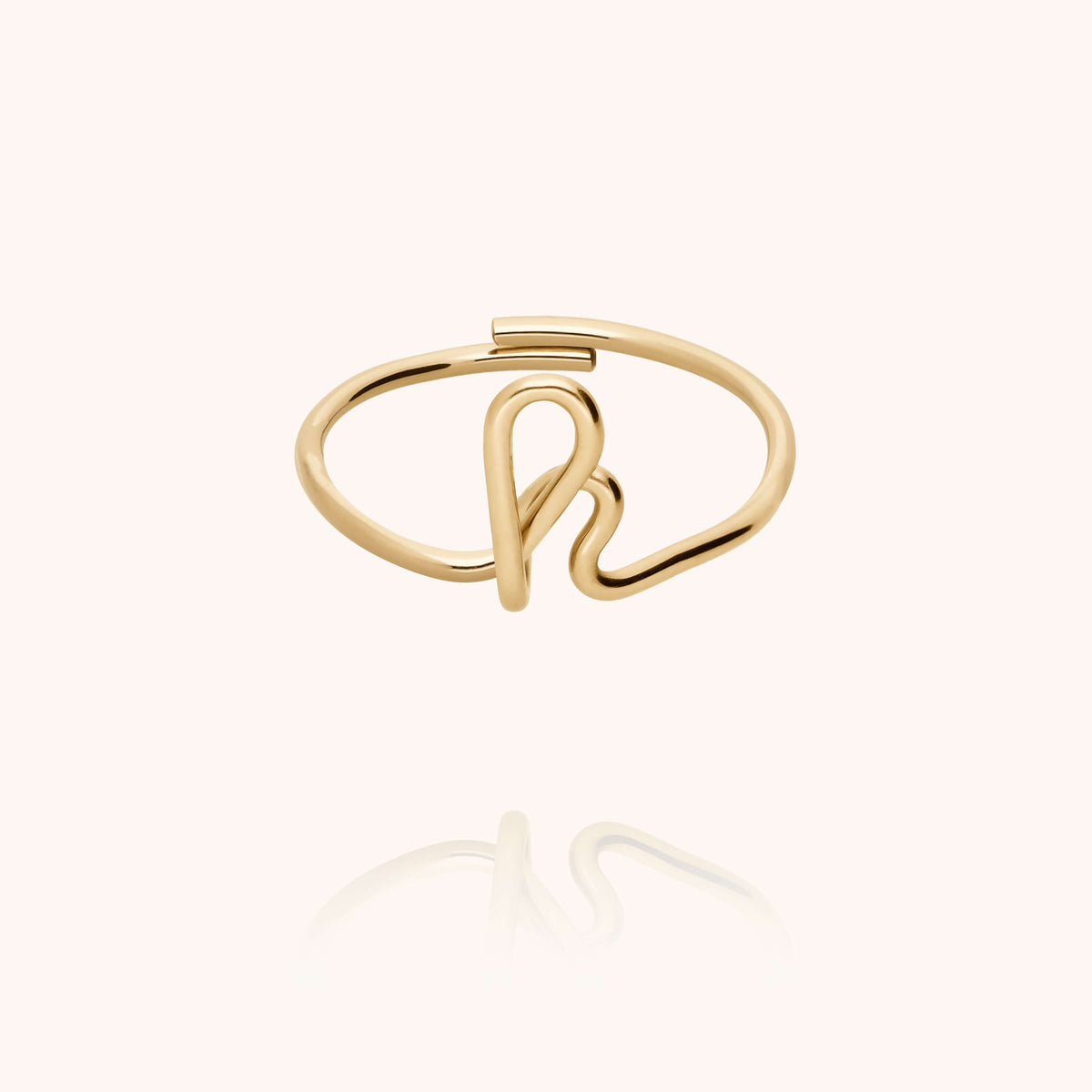 Anello Originale Iniziale in filo d'oro giallo laminato 14k