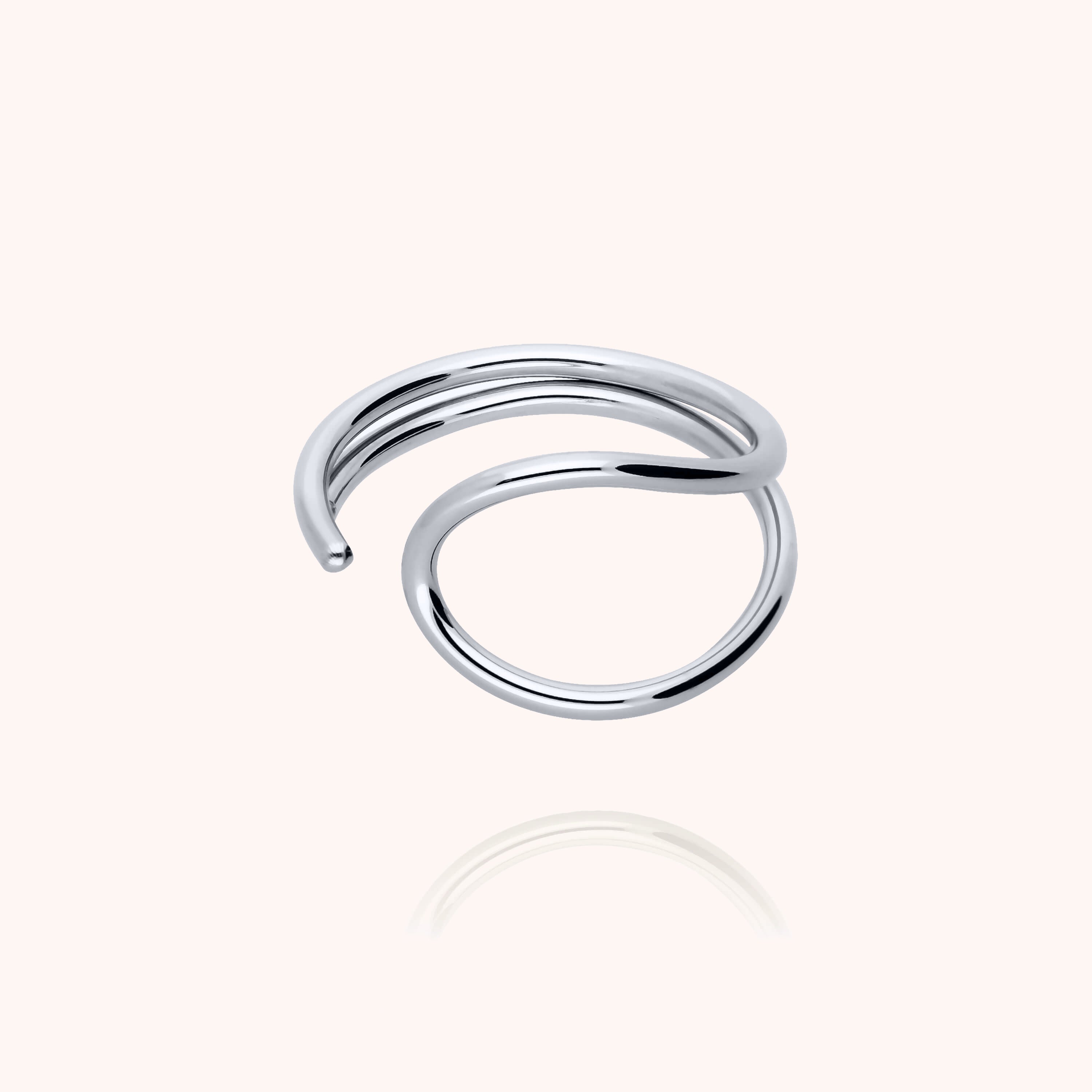Bague Outline Lettre E en argent sterling 925 — bijou artisanal fait main