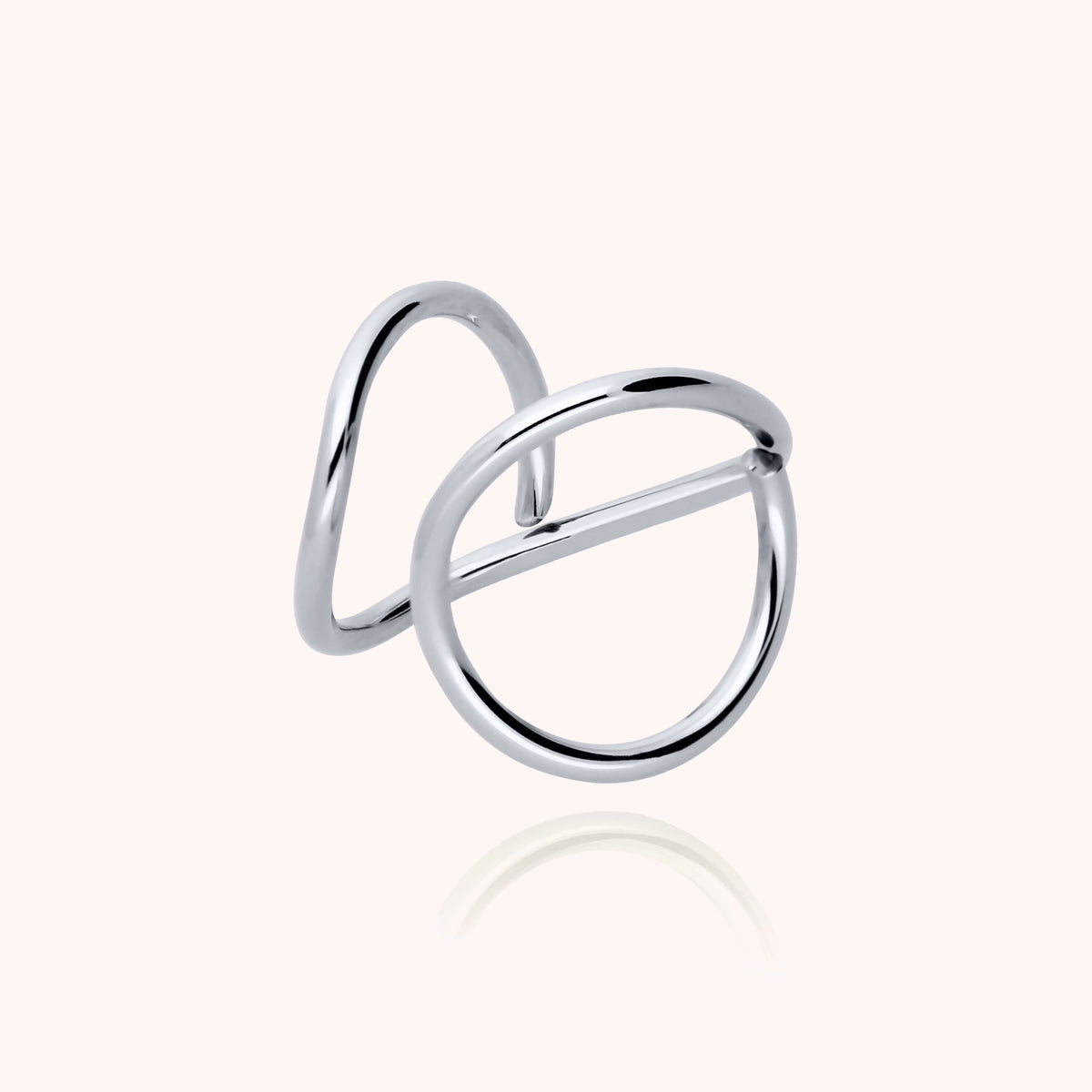 Anello Outline Lettera O in filo d'argento sterling 925
