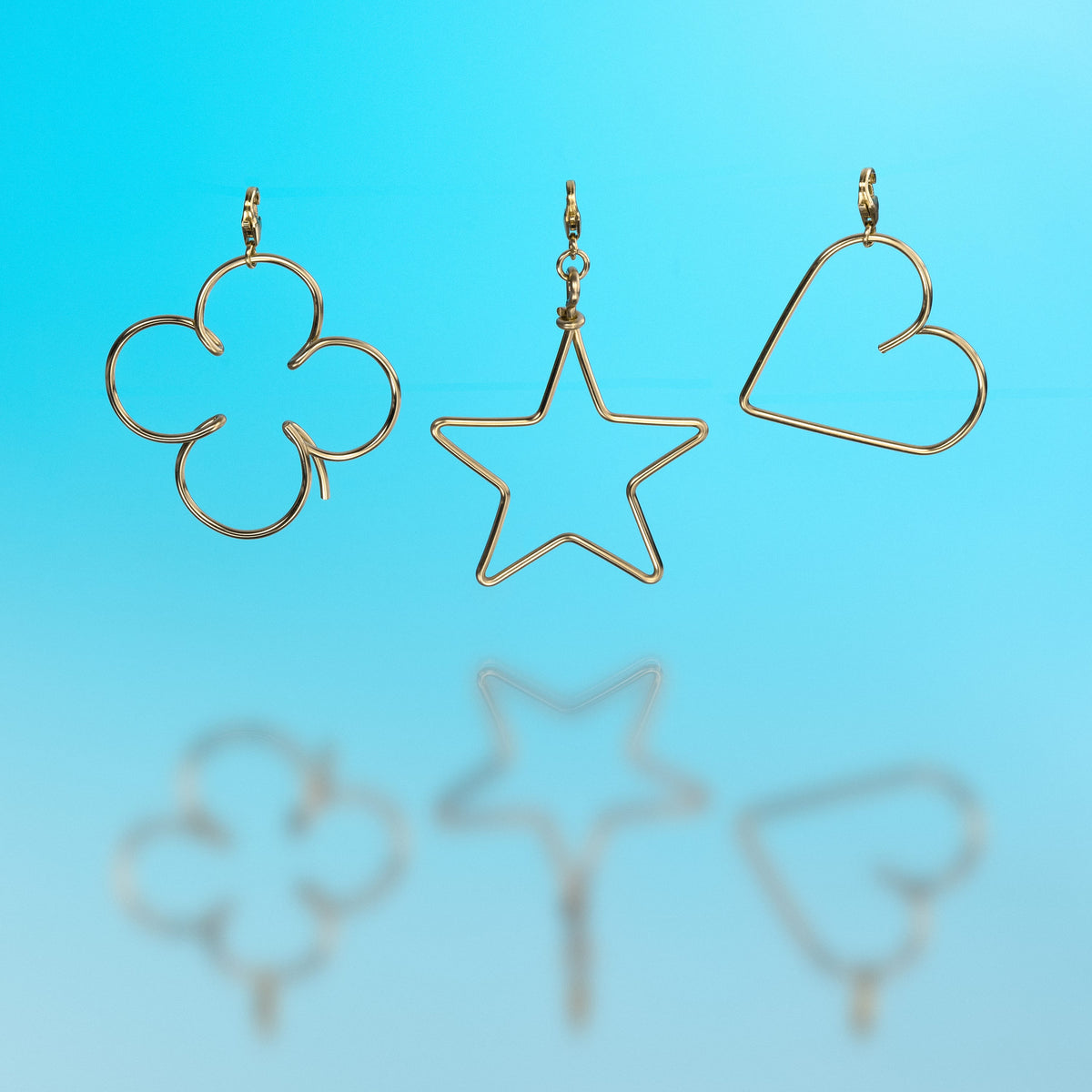 Dettaglio di Big Locket Lucky Charms in filo d'oro da 1 mm