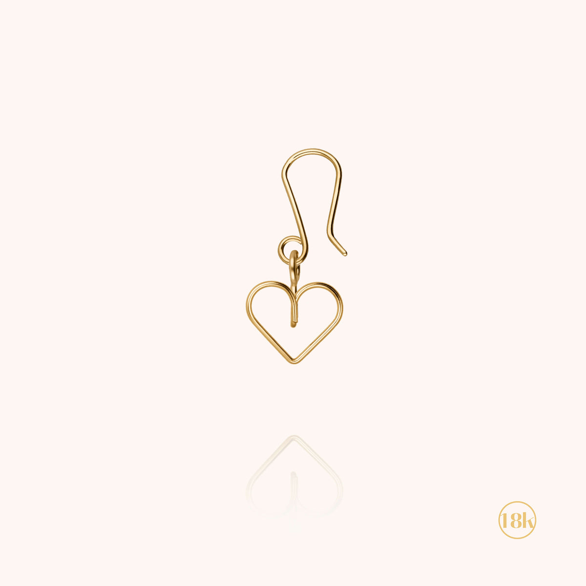 Orecchino Dormeuse Cuore Individuale in filo d'oro giallo 18kt