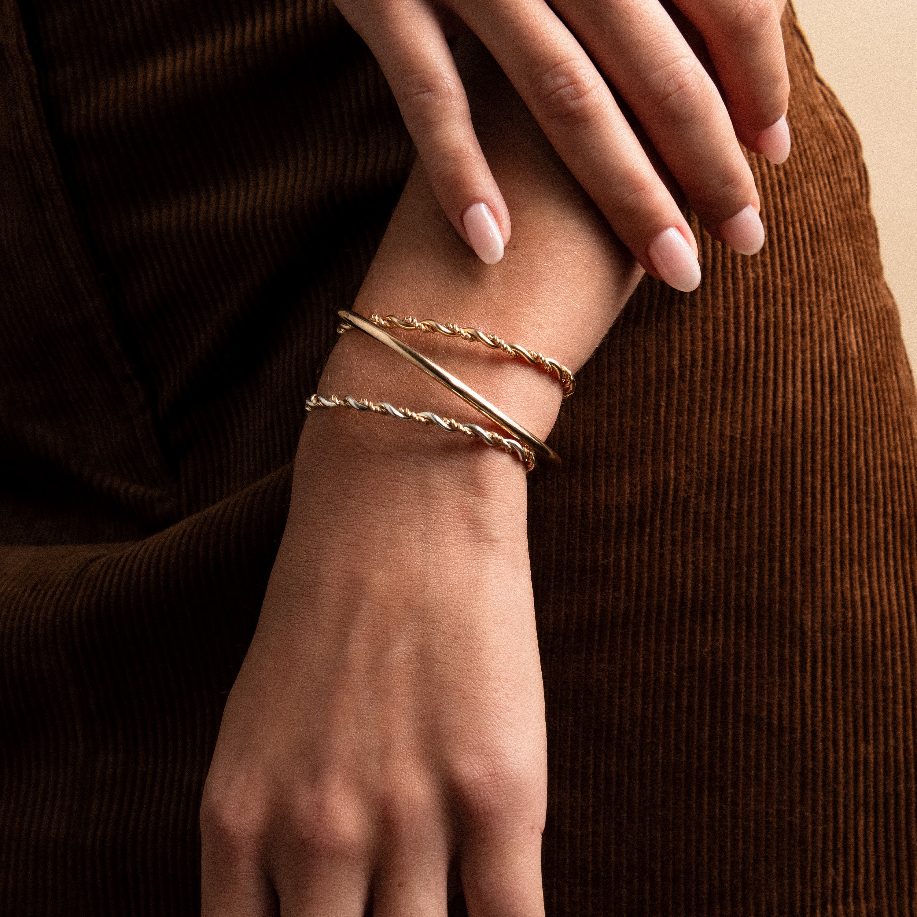 Bracelet O Cube - or jaune laminé