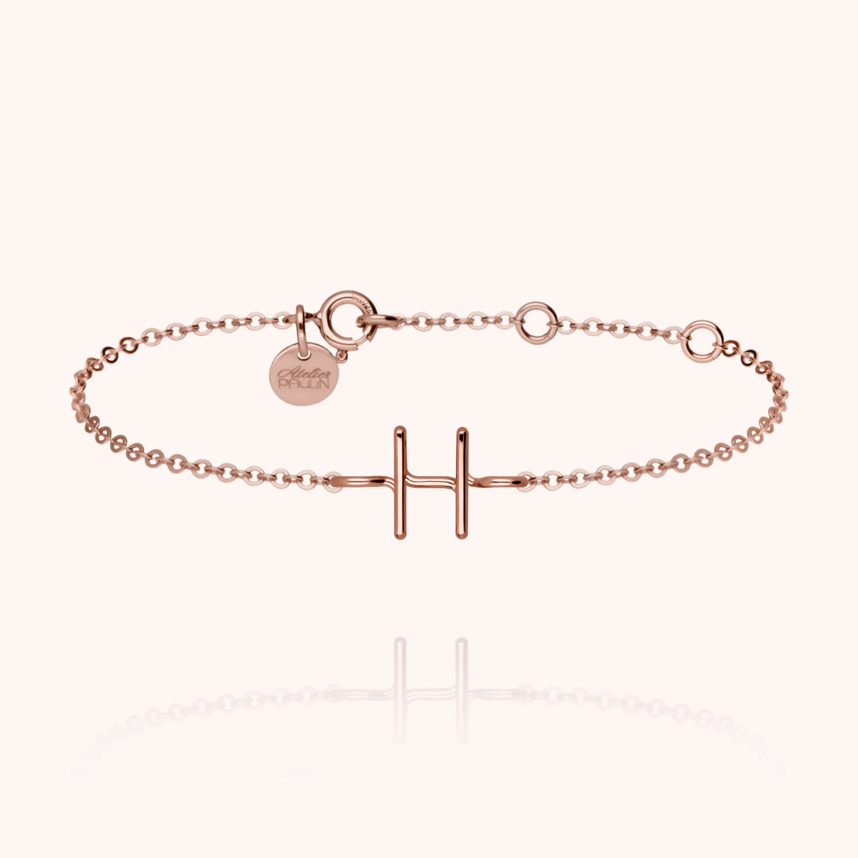 Bracelet Chaîne Initiale en or rose 18K — bracelet personnalisable Atelier Paulin