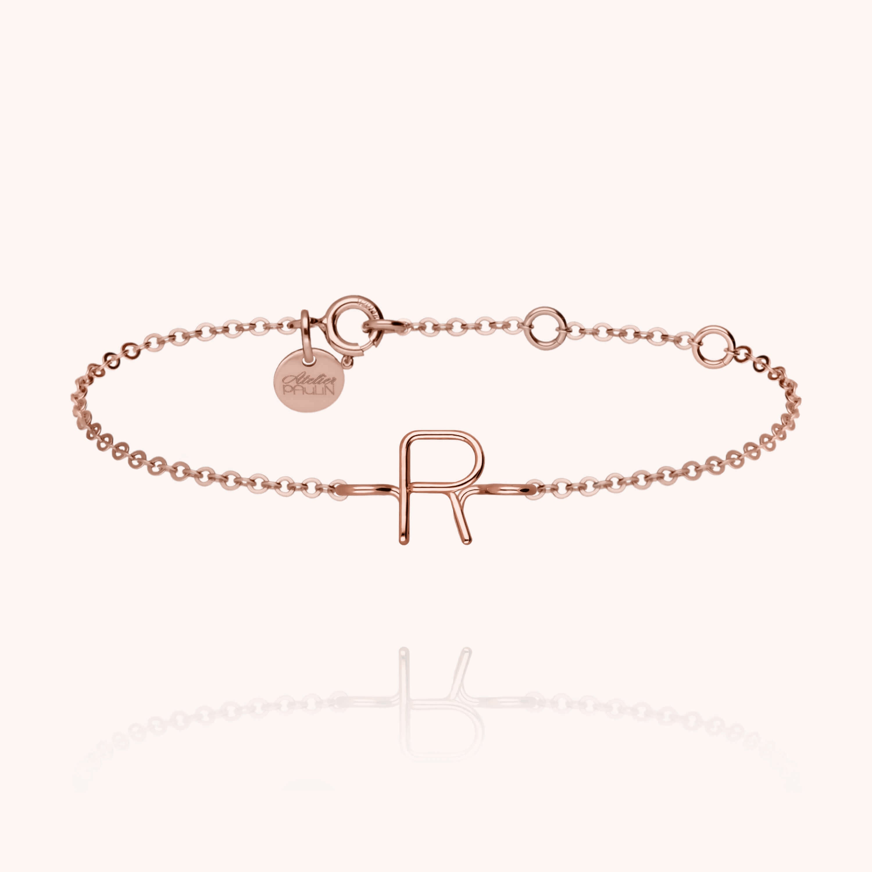 Bracelet Chaîne Initiale en or rose 18K — bracelet personnalisable Atelier Paulin