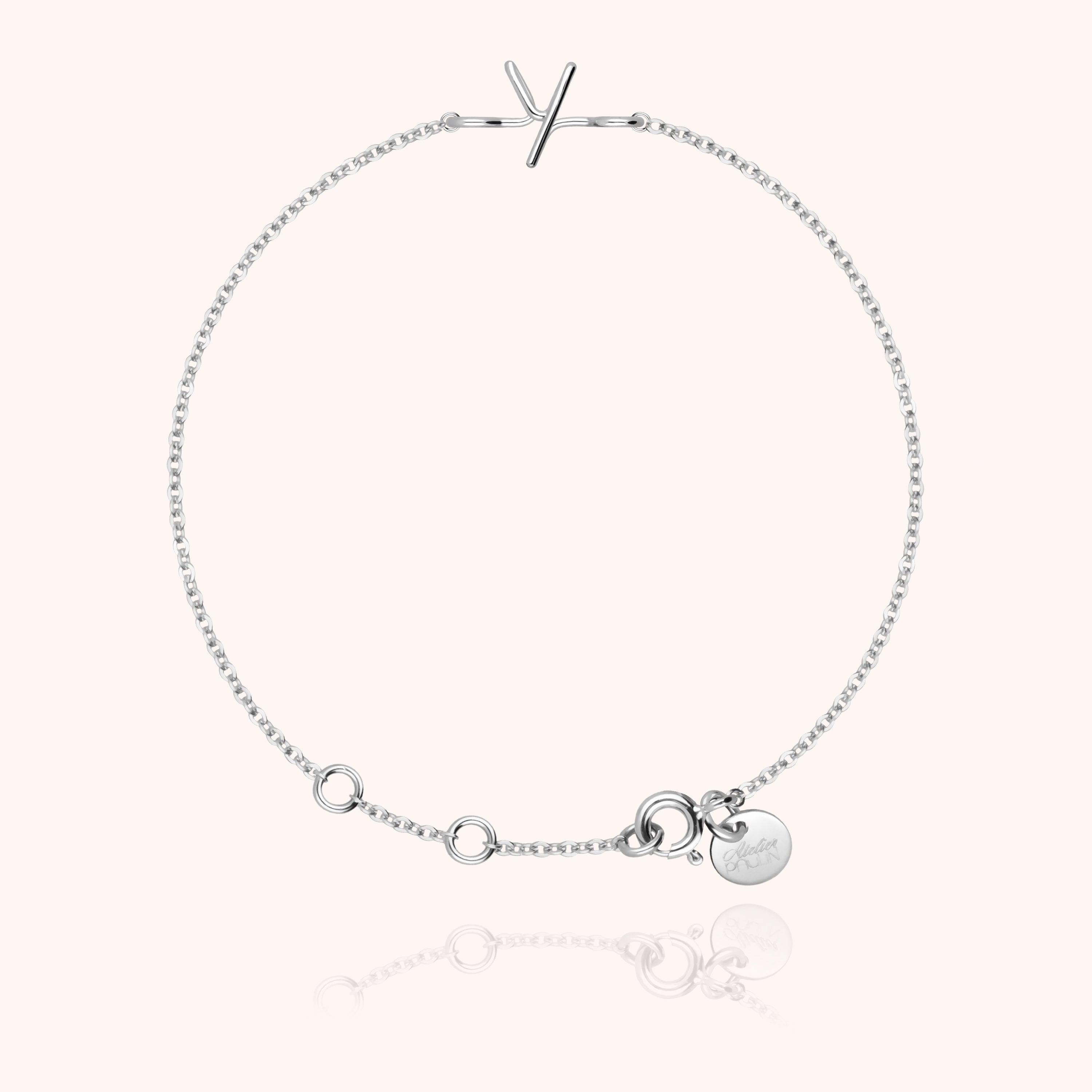 Bracelet Chaîne Initiale en or blanc 18K — bracelet personnalisable Atelier Paulin