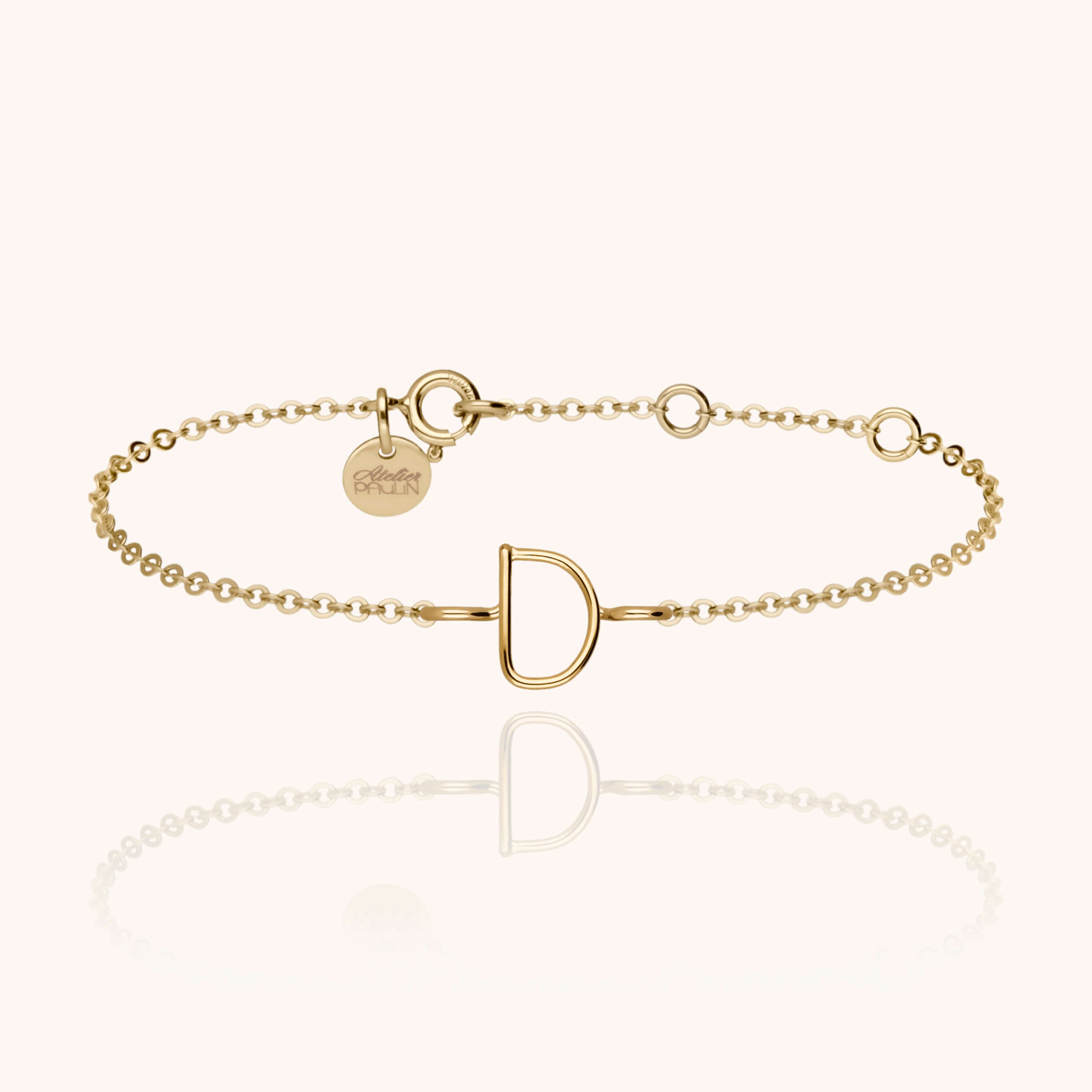 Bracelet Chaîne Initiale en or jaune 18K — bracelet personnalisable Atelier Paulin