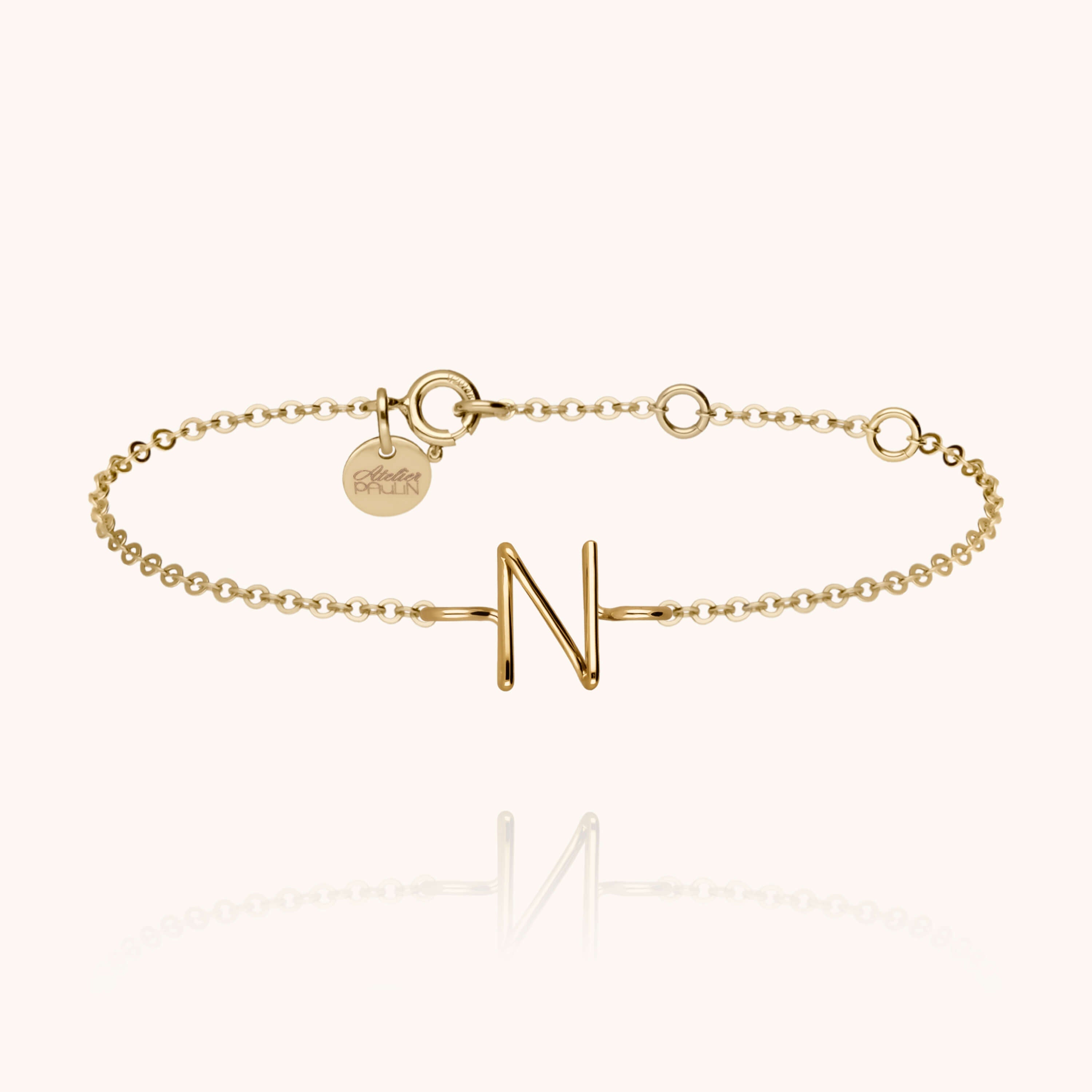 Bracelet Chaîne Initiale en or jaune 18K — bracelet personnalisable Atelier Paulin