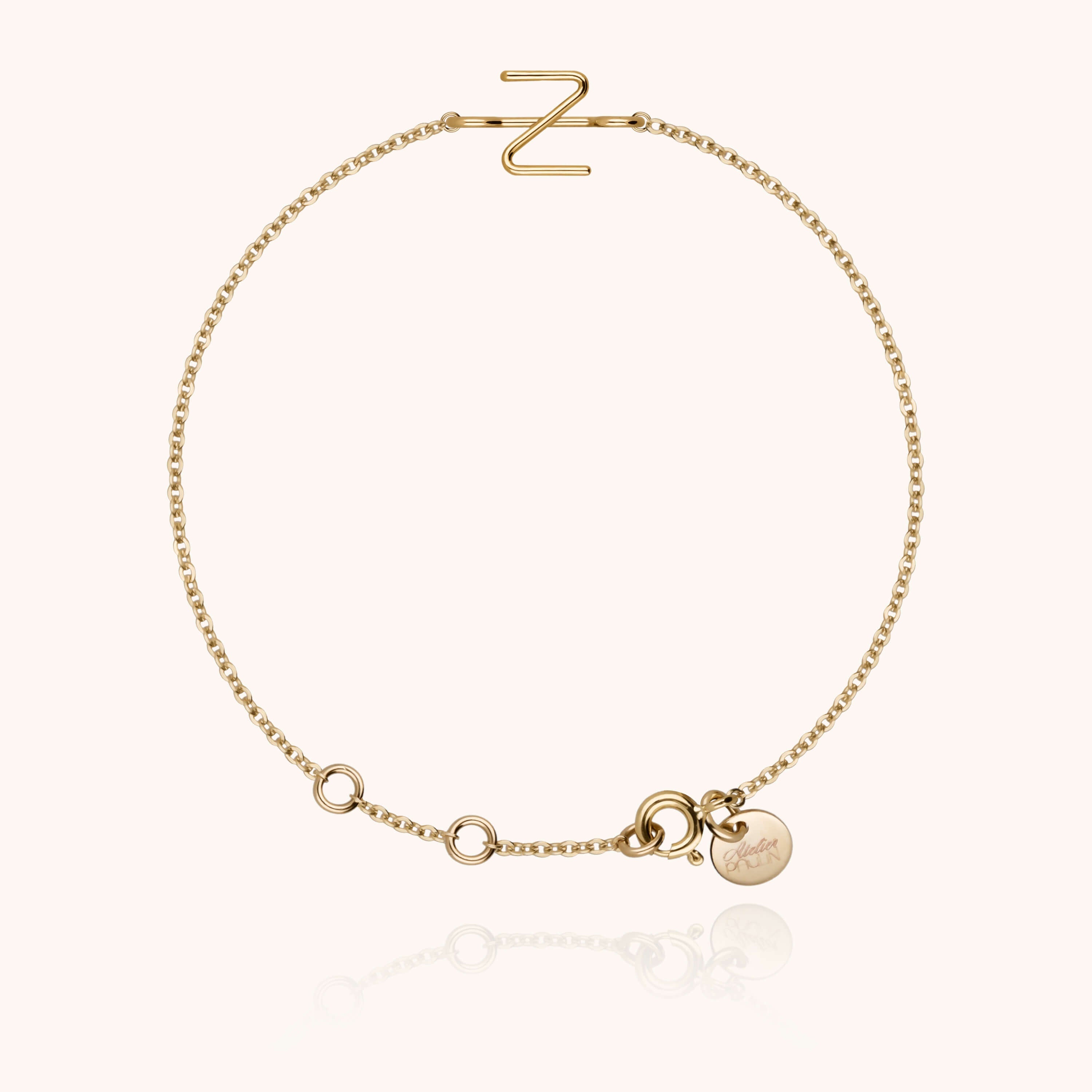 Bracelet Chaîne Initiale en or jaune 18K — bracelet personnalisable Atelier Paulin