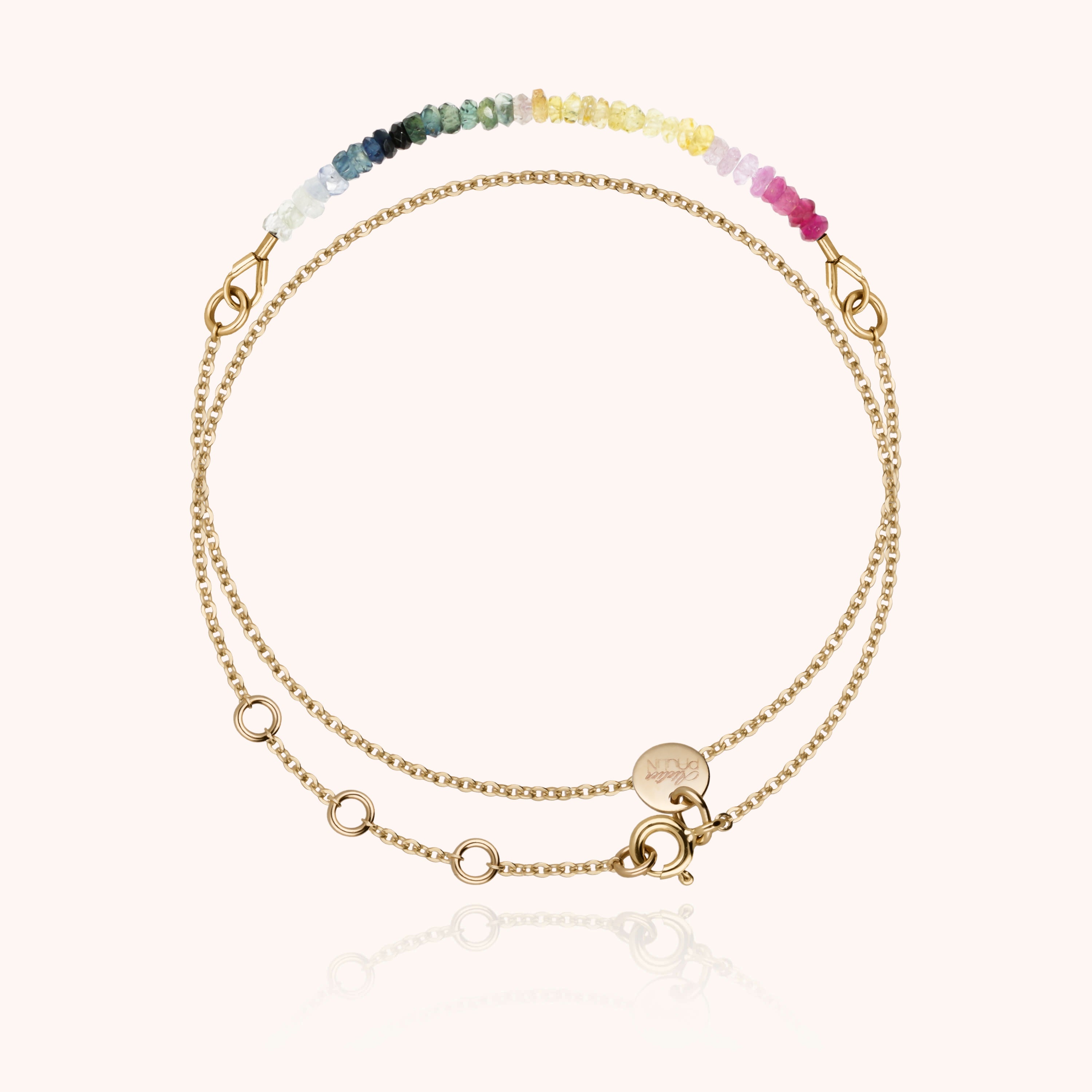 Bracelet Chaîne Double Tour - saphir rainbow — fabriqué à la main à Paris
