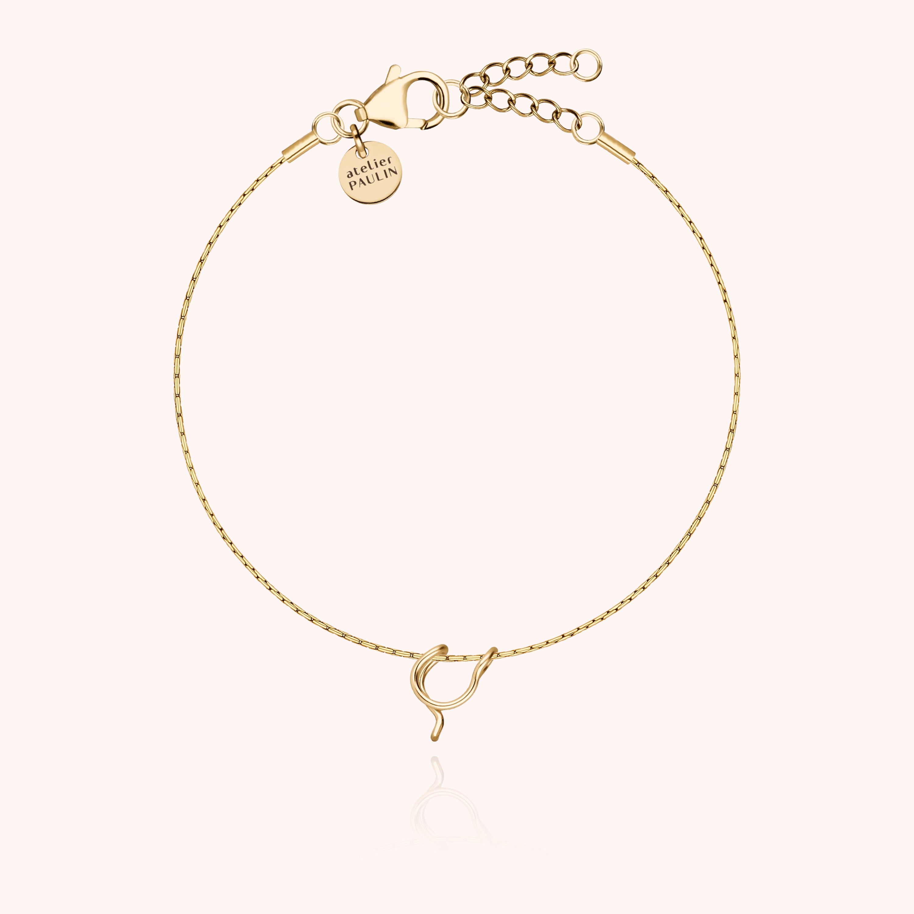 Bracelet Chaîne Original Initiale — détail façonnage à la main, or jaune laminé