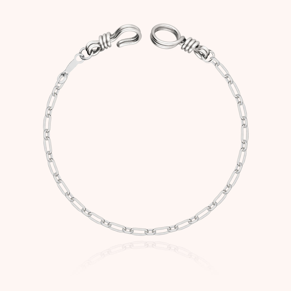 Kettenarmband Rechteck Attache moi — handgeformte Verarbeitung des Schmuckstücks, 925 Sterlingsilber