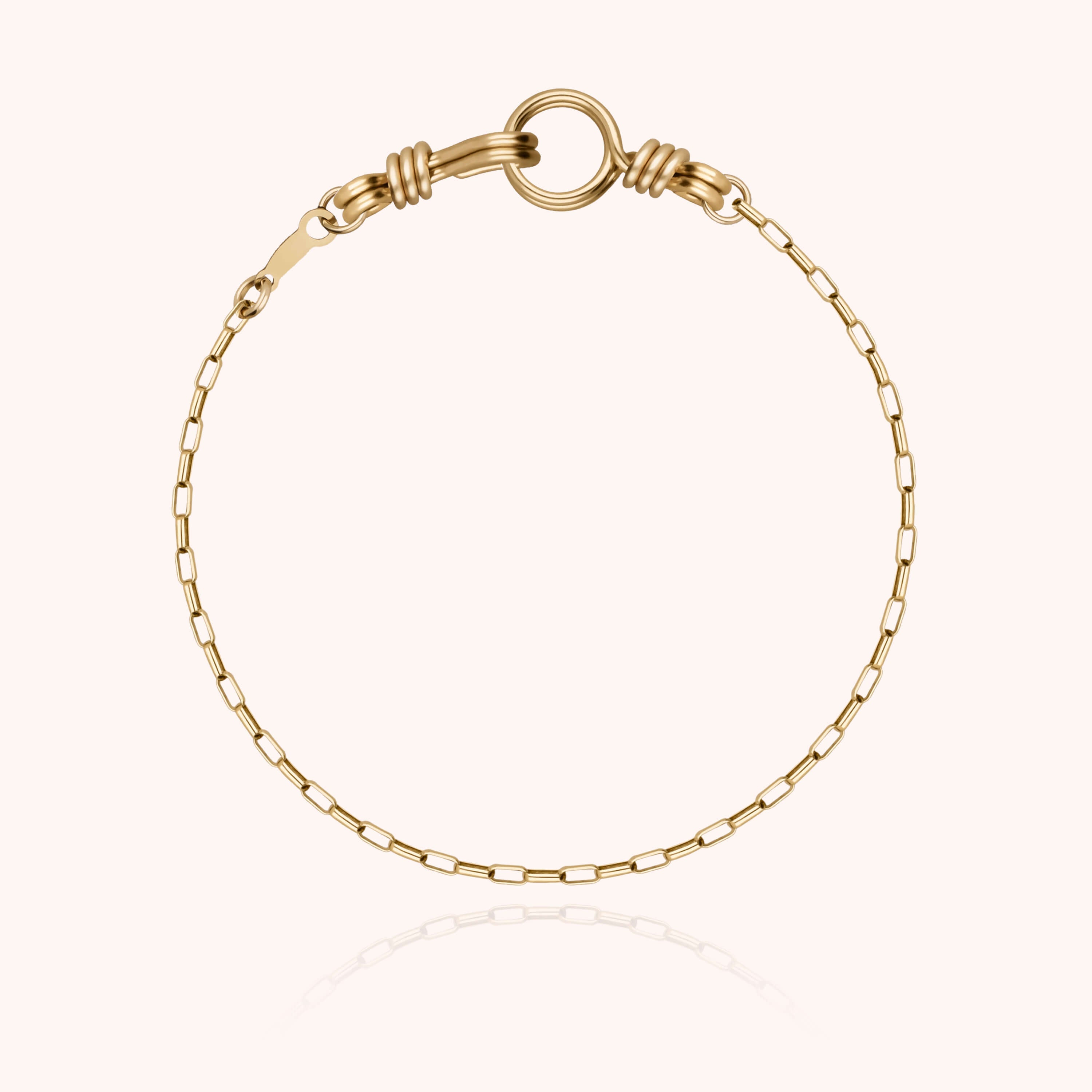 Bracelet Chaîne Rectangle Attache moi en or jaune laminé — bijou artisanal fait main