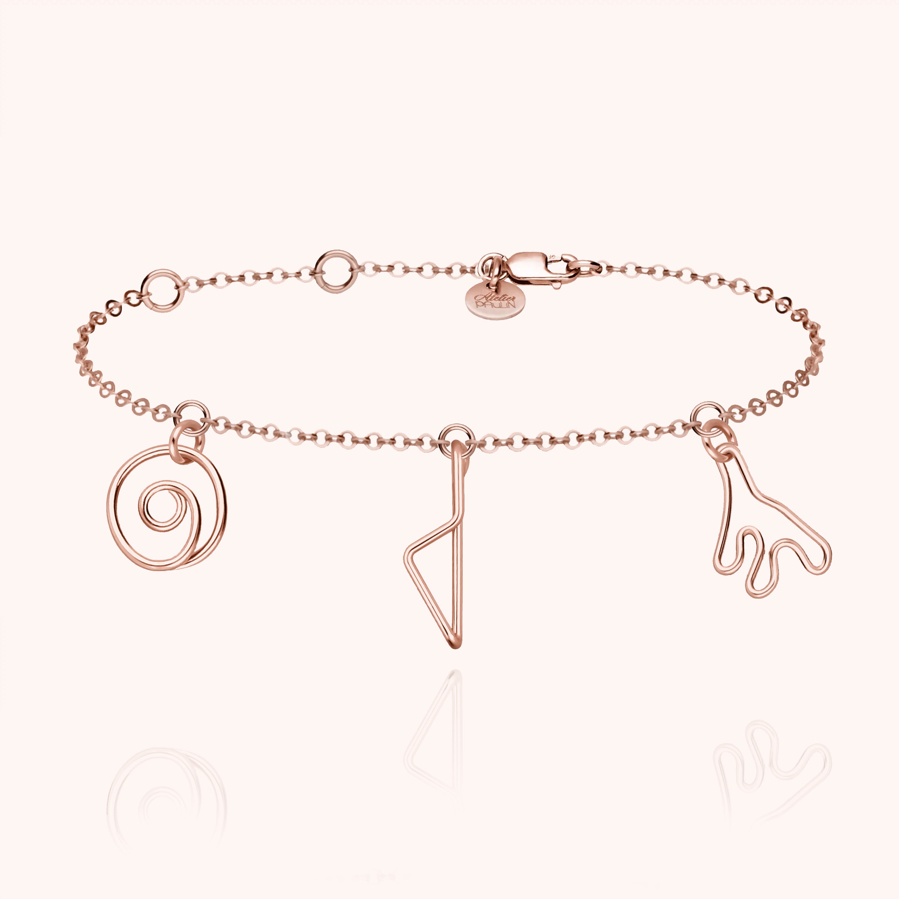 Bracelet Charms Trio Corsica - or rose laminé