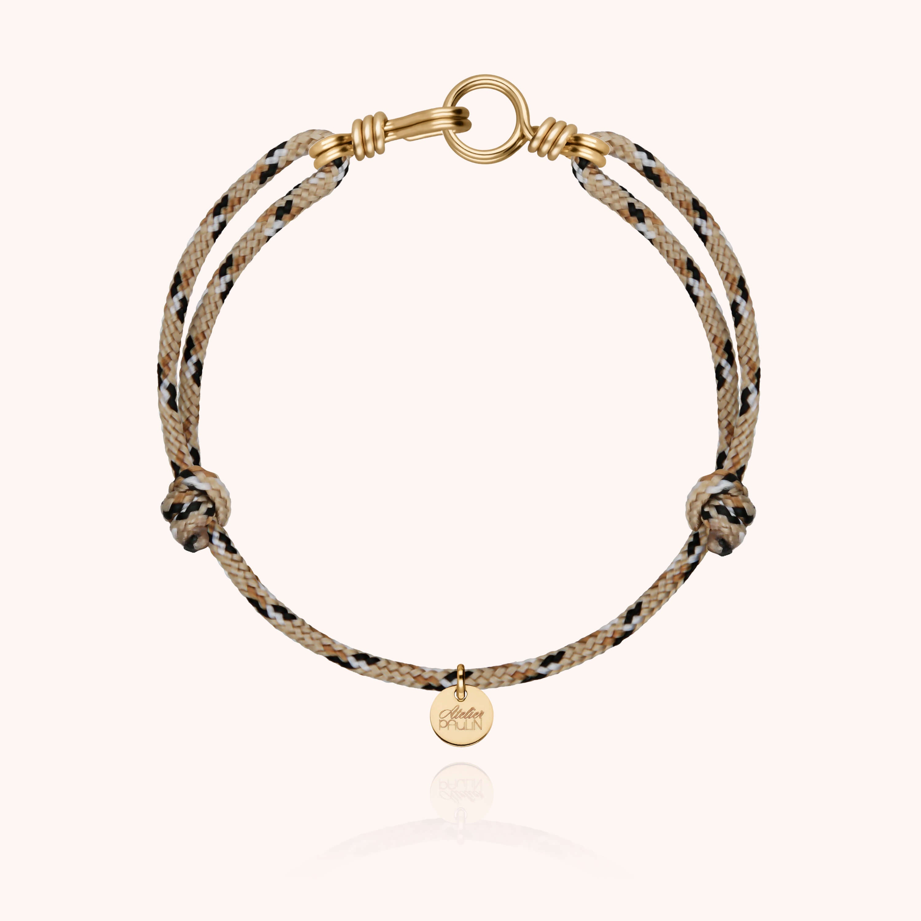 Bracelet Cordon Knot Attache moi en or jaune laminé — fabriqué à la main à Paris