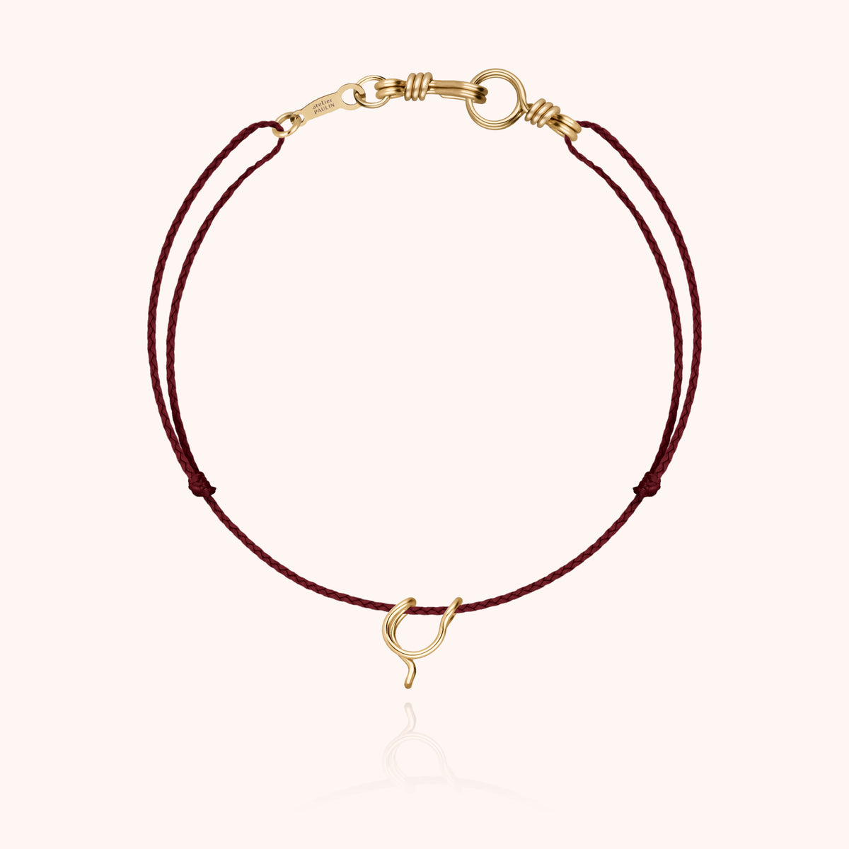 Armband Kordel Initiale Mini Attache moi aus gelbem Goldfilled — personalisierbares Armband Atelier Paulin