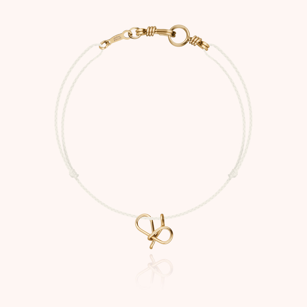 Bracciale Cordino Fosforescente Iniziale Mini Attache moi « F » in filo d'oro giallo 18kt