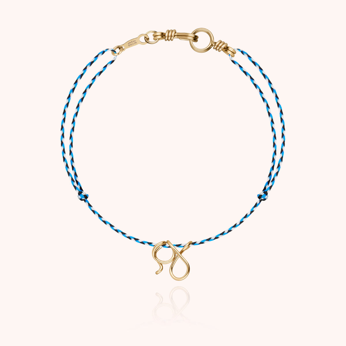 Mini Attache moi Initiale Slim Knot Cord Bracelet in 14k yellow gold-filled wire