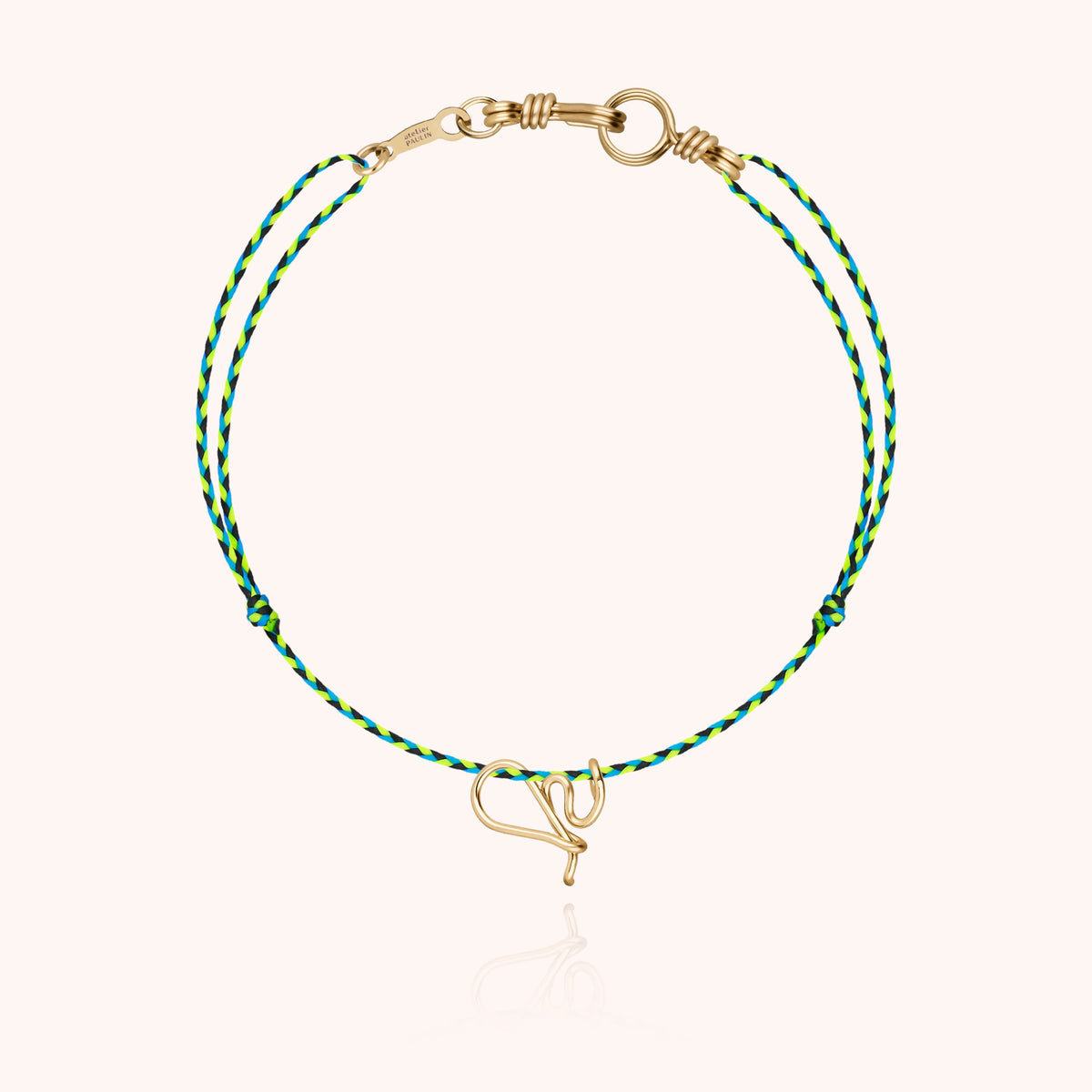 Mini Attache moi Initiale Slim Knot Cord Bracelet in 14k yellow gold-filled wire