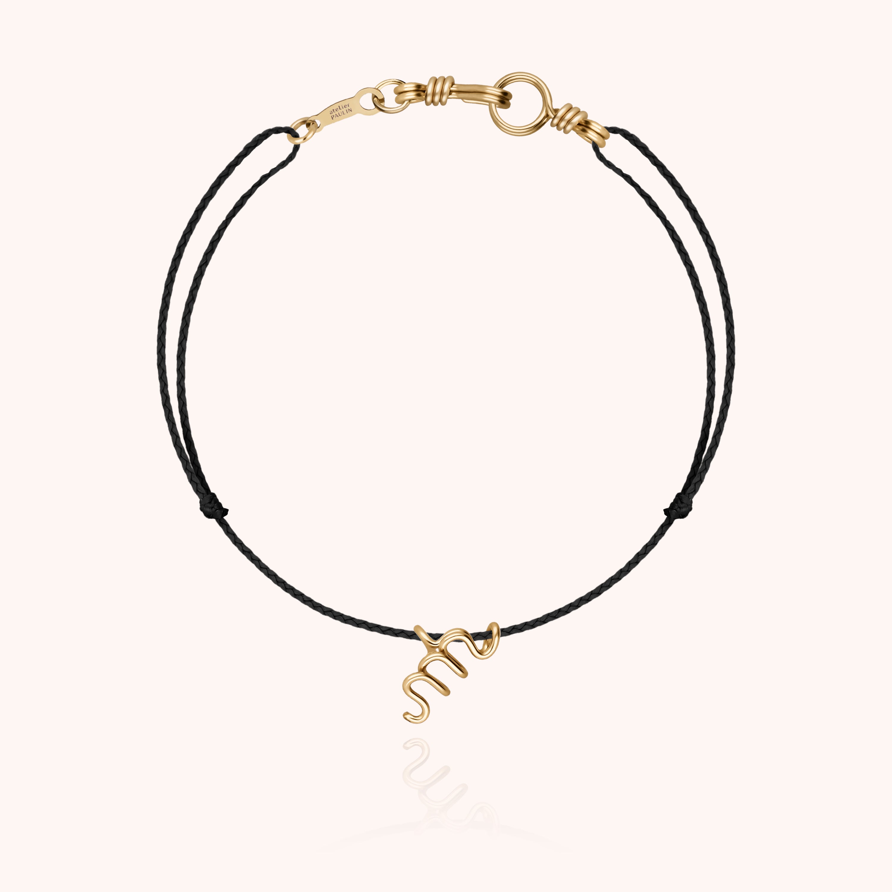 Bracelet Cordon Initiale Mini Attache moi en or jaune laminé — expédition sécurisée Paris