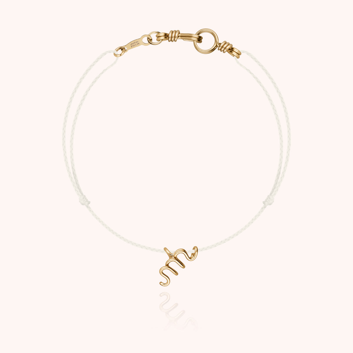 Bracciale Cordino Fosforescente Iniziale Mini Attache moi « M » in filo d'oro giallo 18kt
