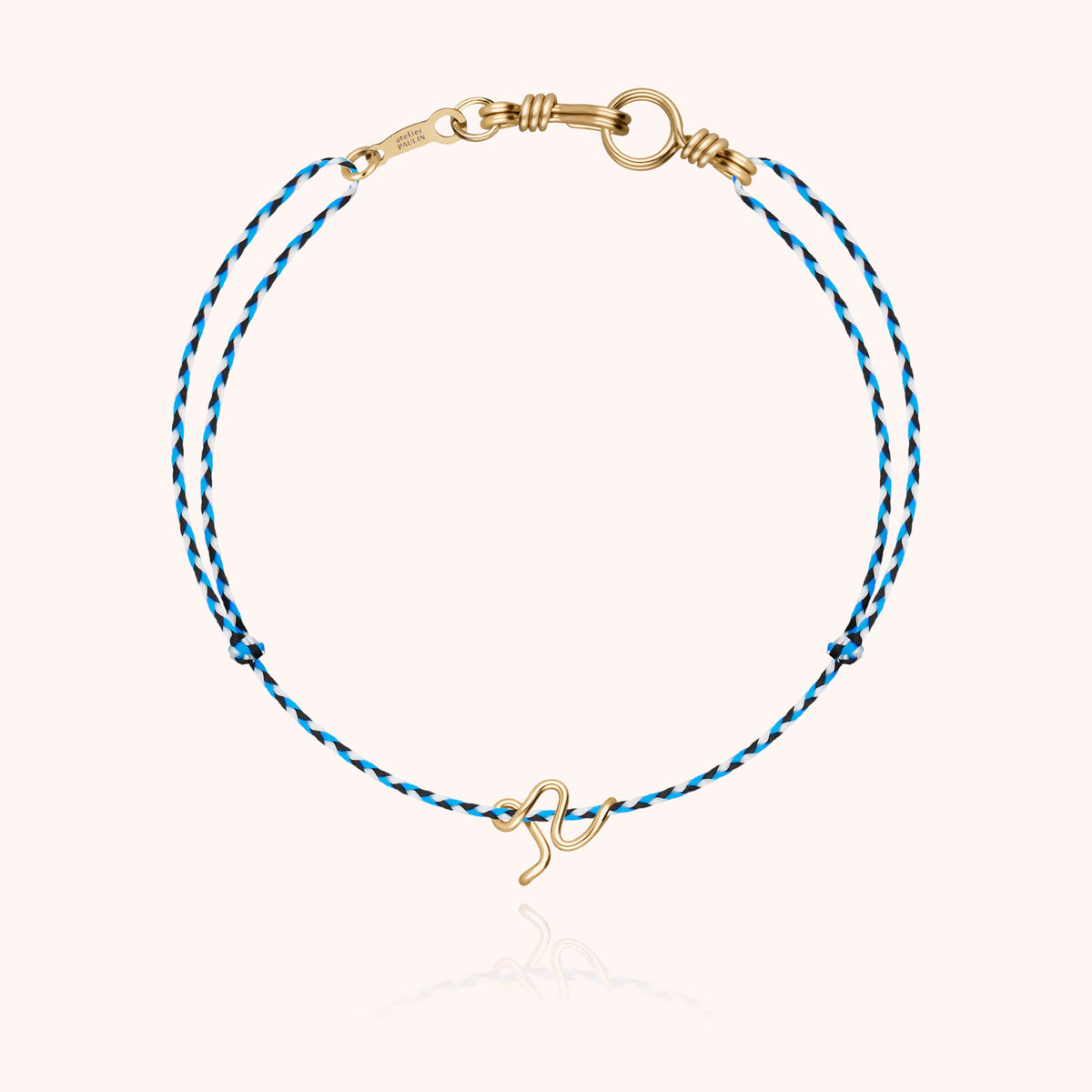 Mini Attache moi Initiale Slim Knot Cord Bracelet in 14k yellow gold-filled wire