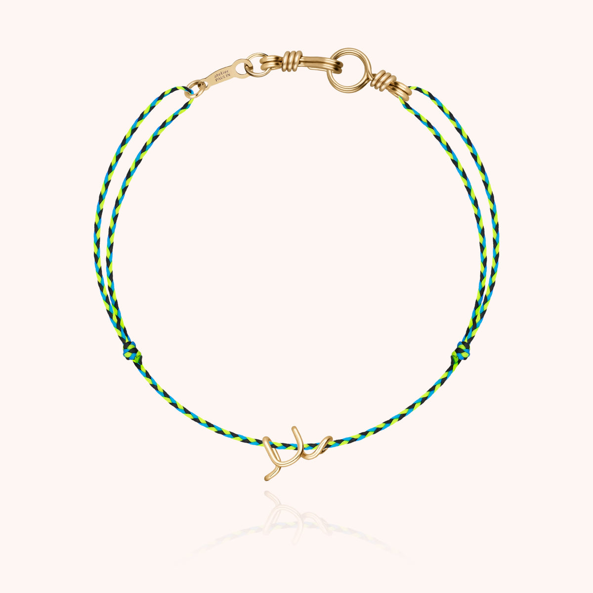 Mini Attache moi Initiale Slim Knot Cord Bracelet in 14k yellow gold-filled wire