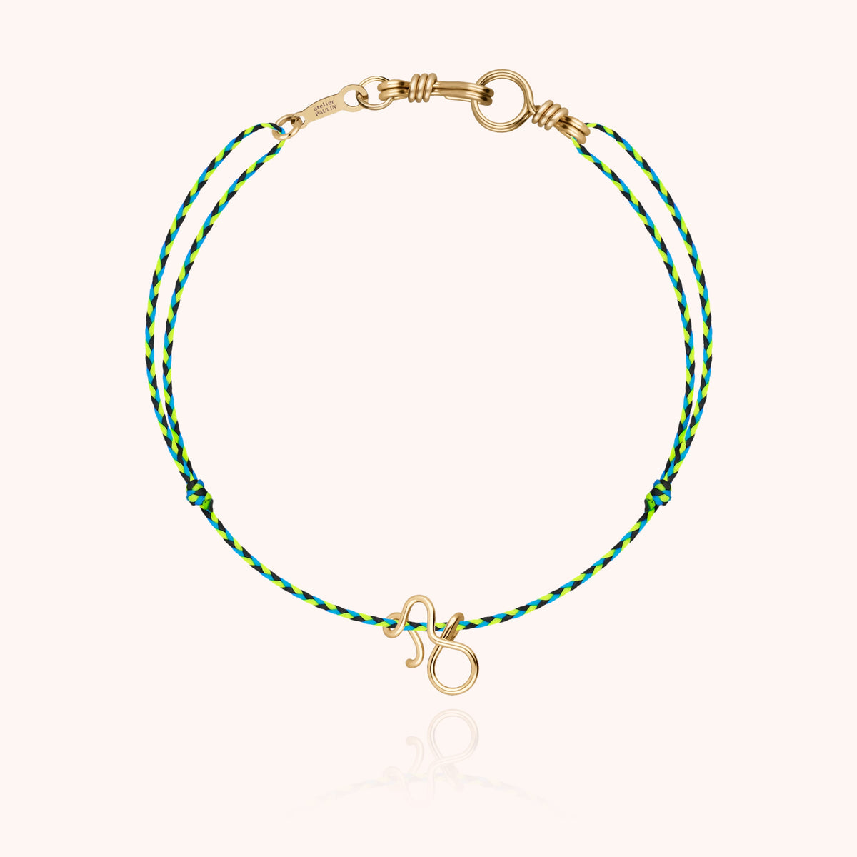 Mini Attache moi Initiale Slim Knot Cord Bracelet in 14k yellow gold-filled wire