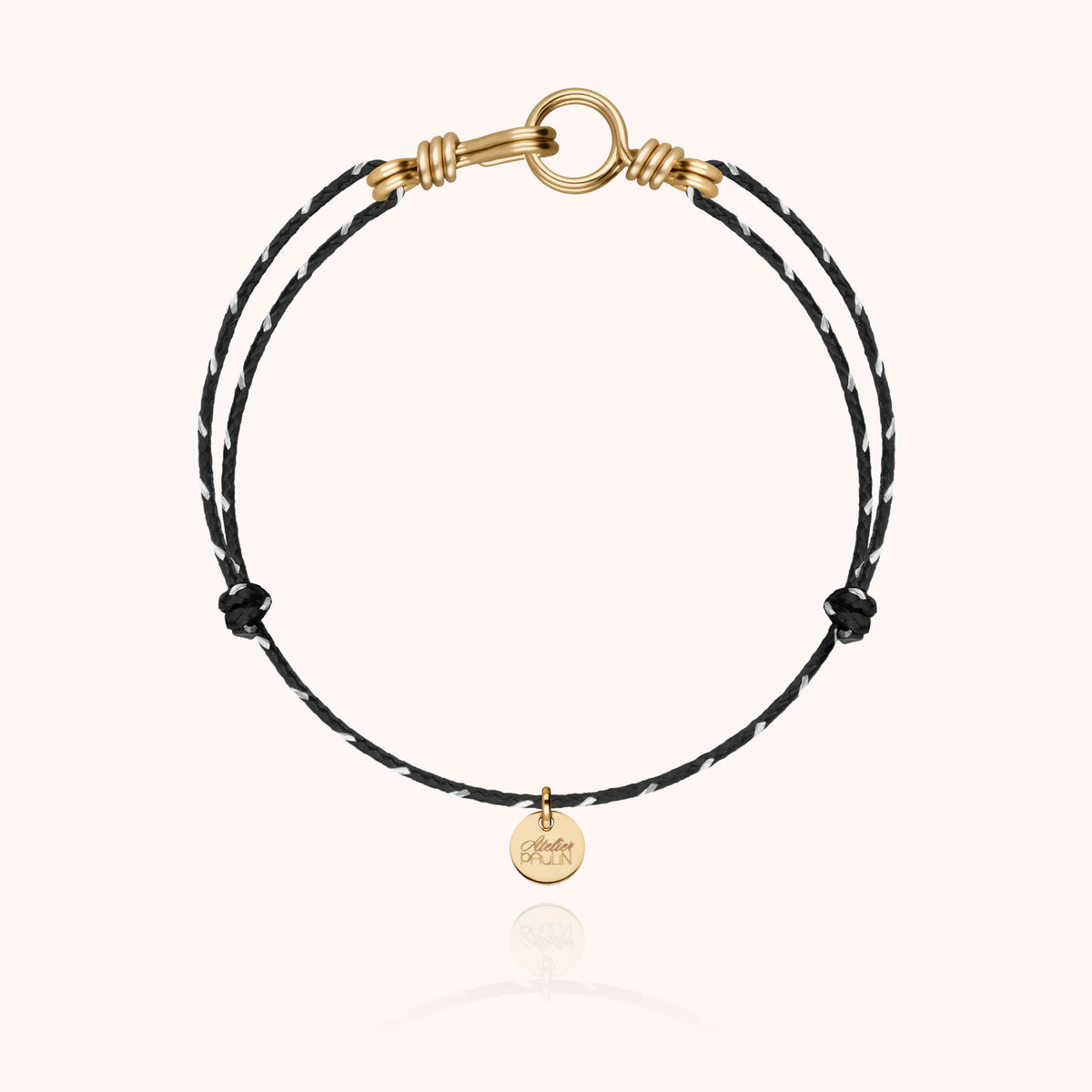 Braccialetto Cordino Riflettente Attache moi in filo d'oro giallo laminato 14k
