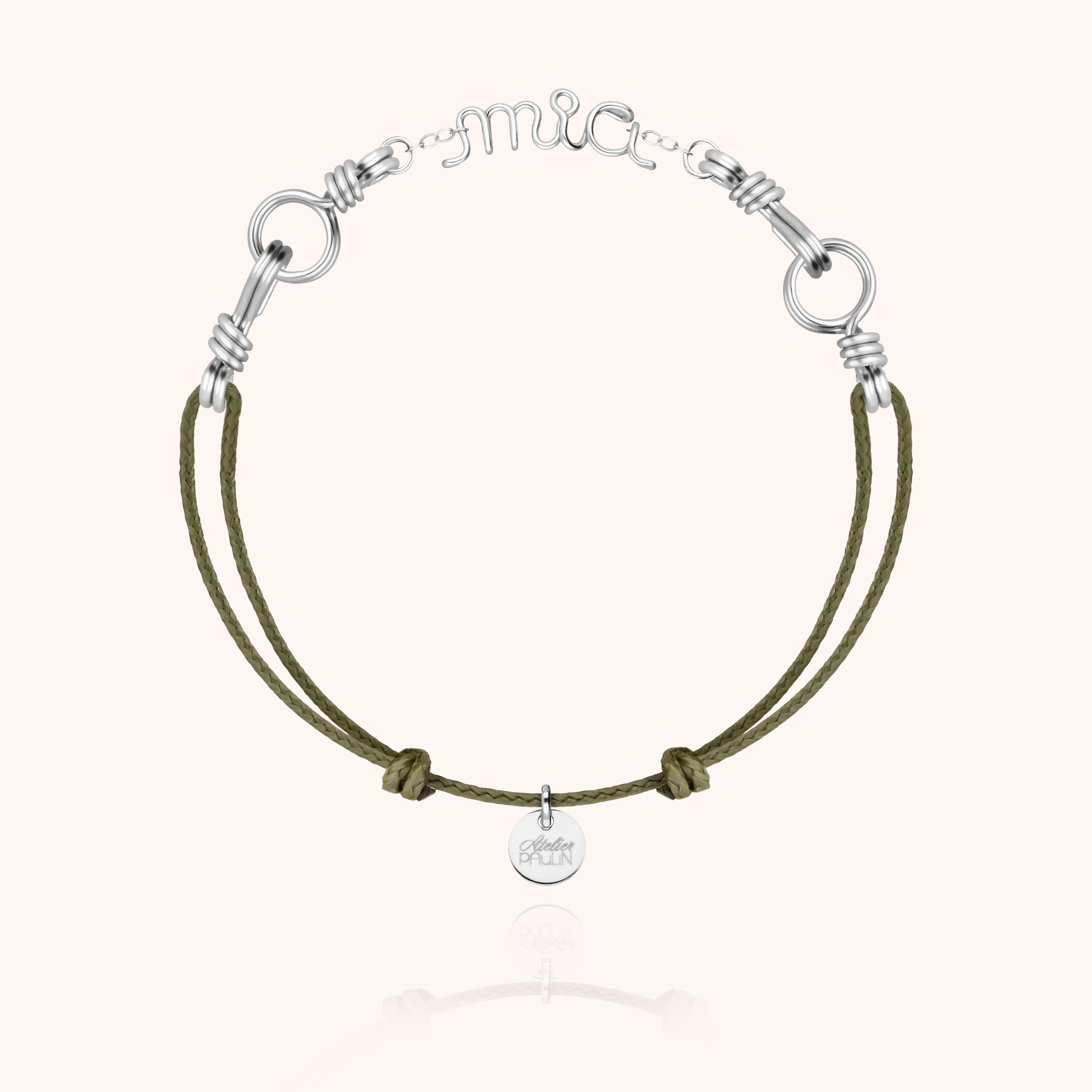 Bracelet Cordon Attache moi Personnalisé - argent