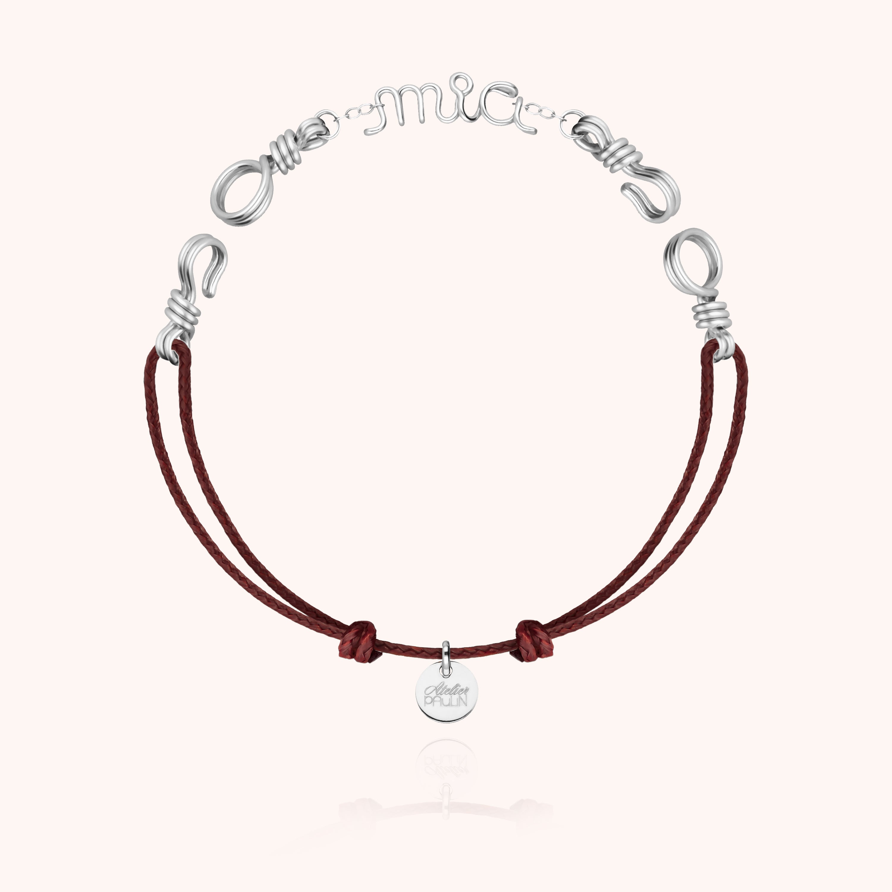 Bracelet Cordon Attache moi Personnalisé - argent