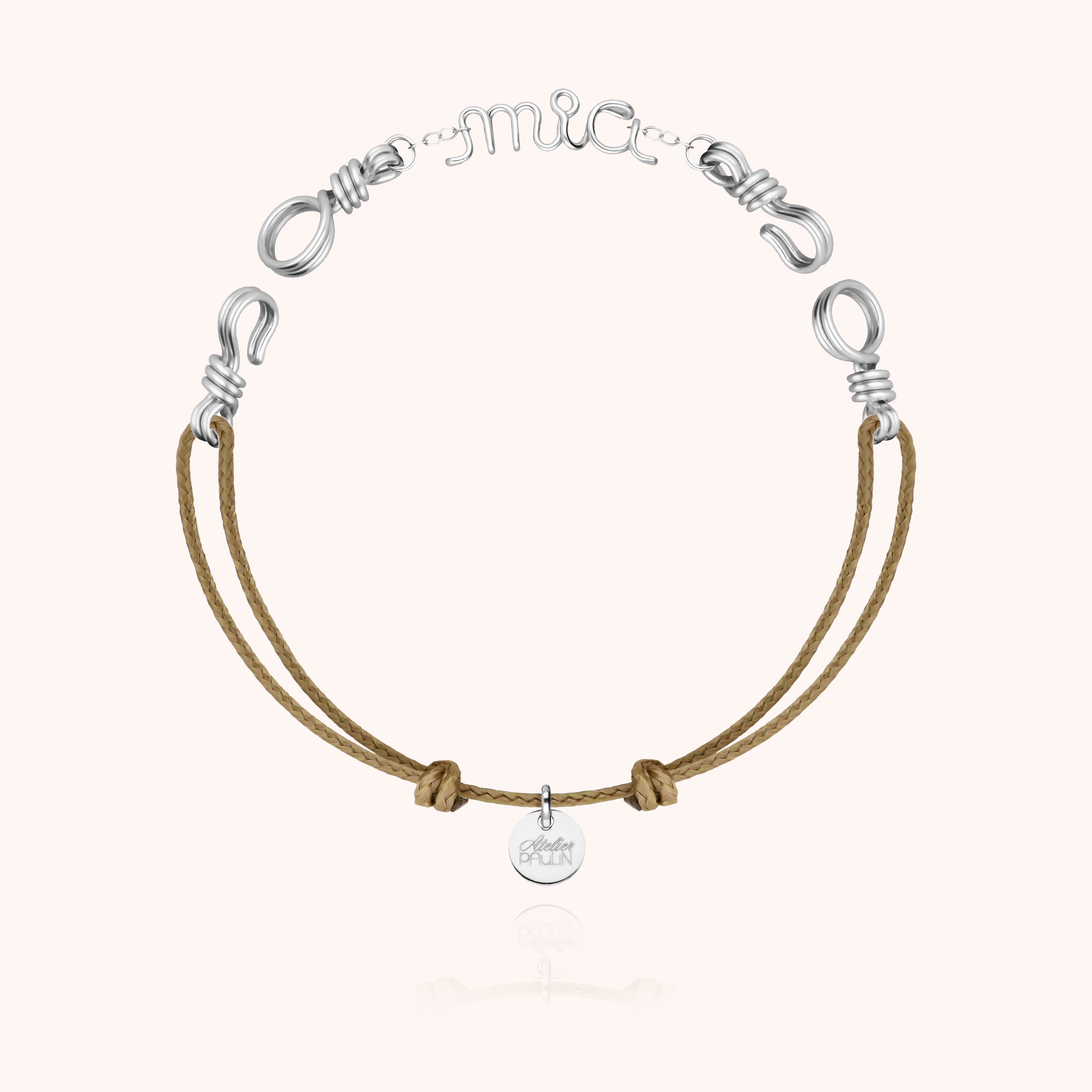 Bracelet Cordon Attache moi Personnalisé - argent