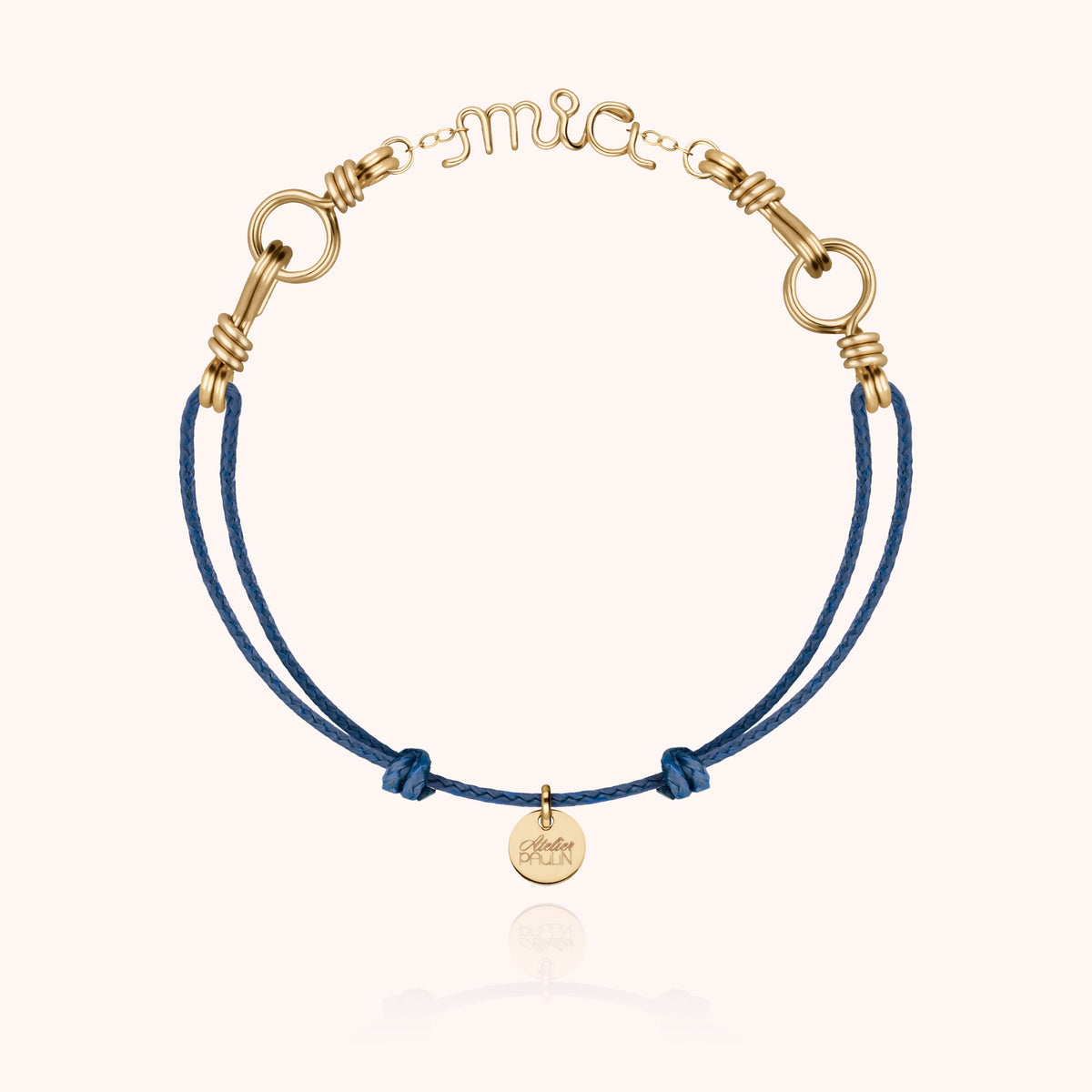 Bracelet Cordon Attache moi Personnalisé en or jaune laminé — bijou artisanal fait main