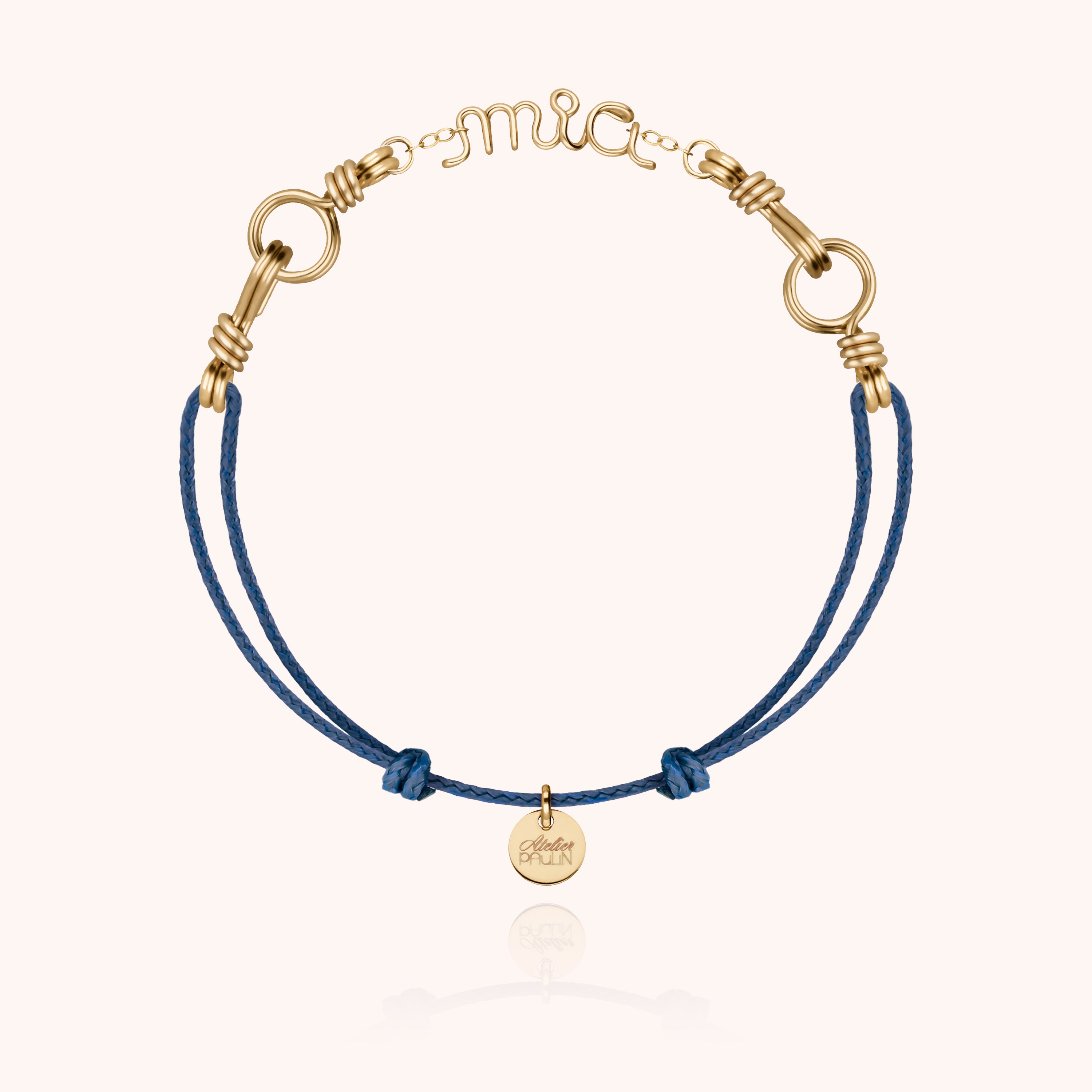 Bracelet Cordon Attache moi Personnalisé en or jaune laminé — bijou artisanal fait main