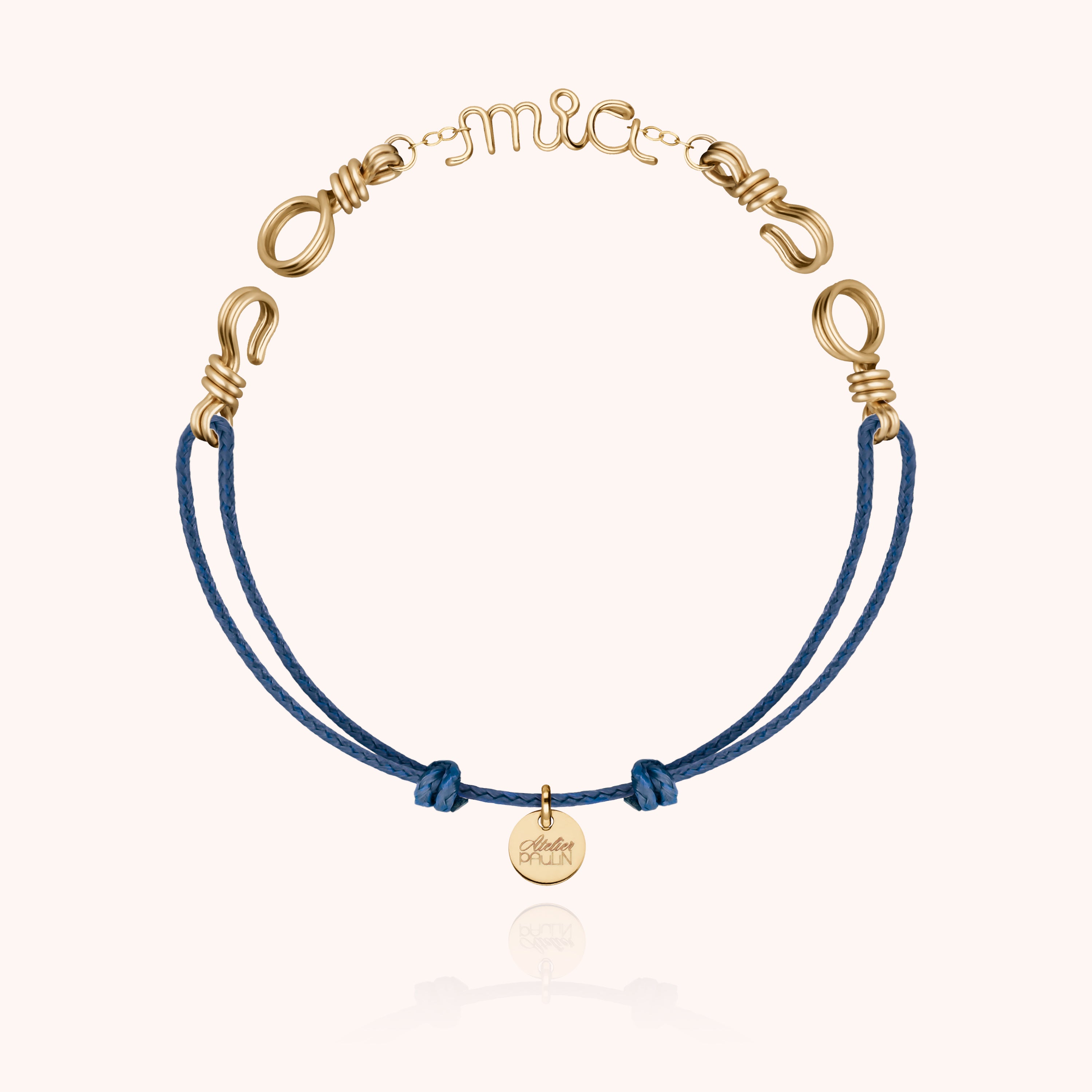 Bracelet Cordon Attache moi Personnalisé - or jaune laminé