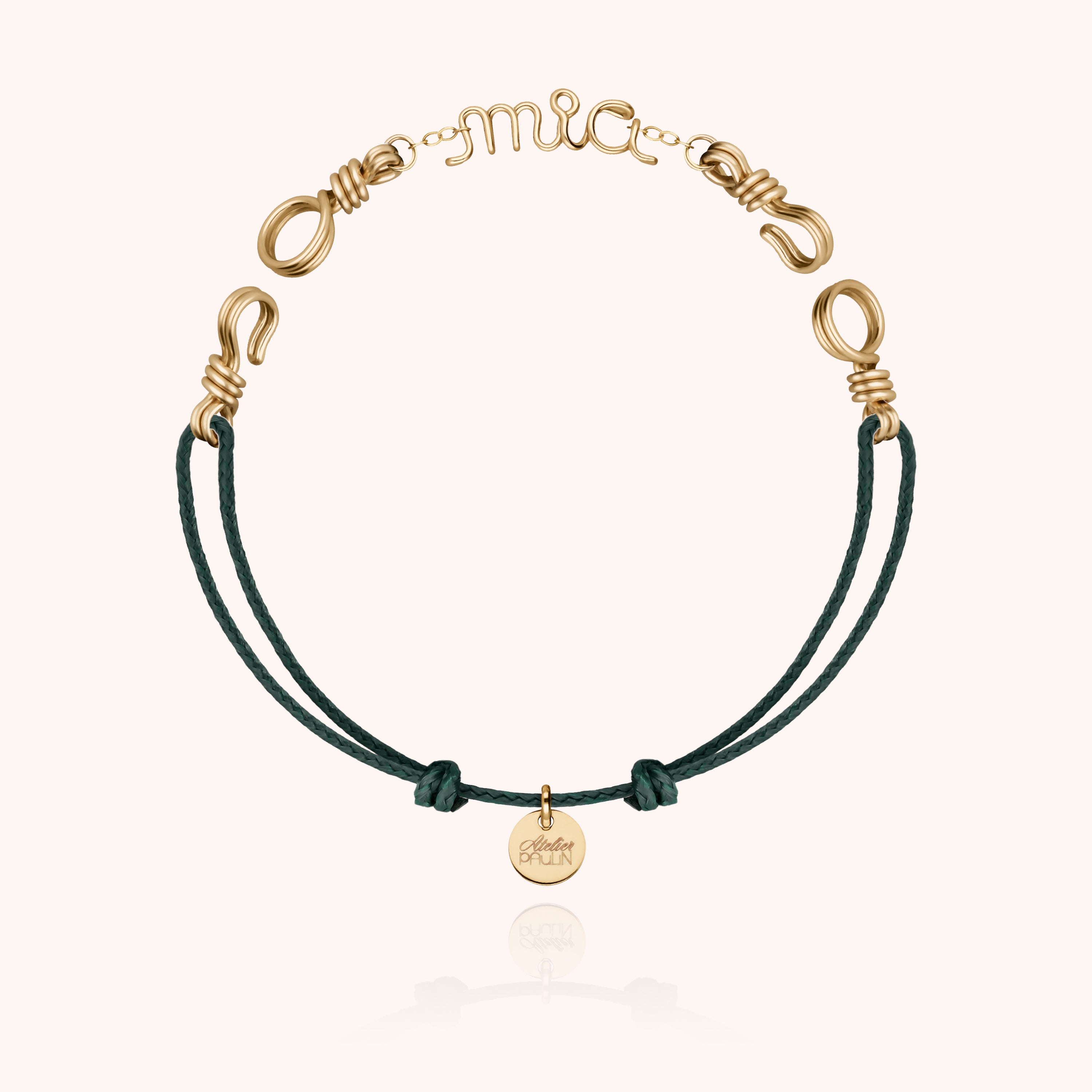 Bracelet Cordon Attache moi Personnalisé en or jaune laminé — bracelet personnalisable Atelier Paulin