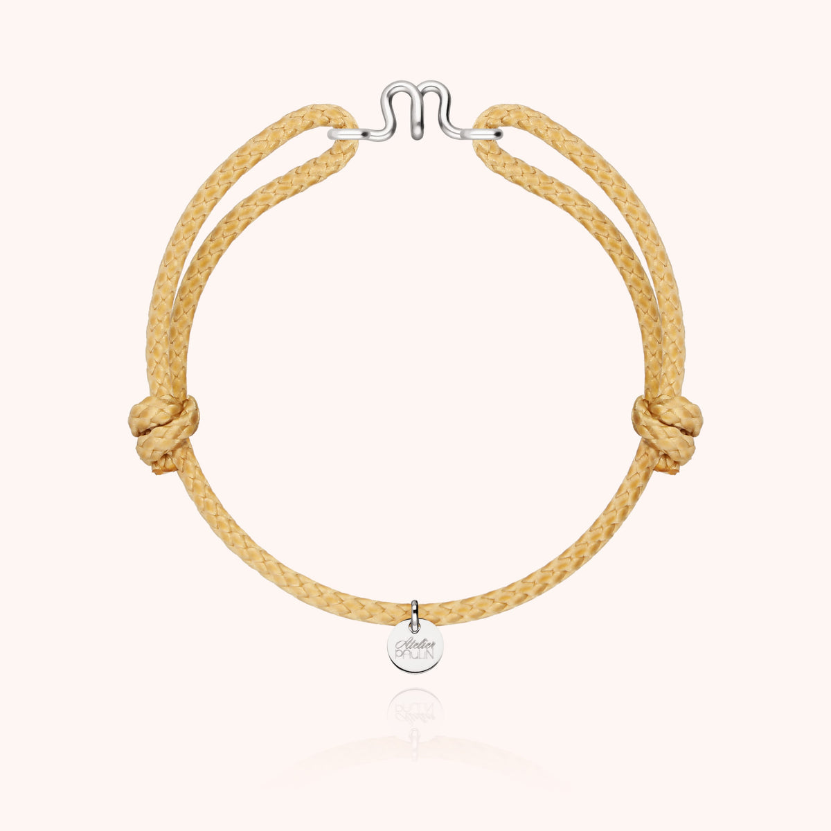 Bracciale Cordino Cerato Iniziale Uomo « N » in filo d'argento sterling 925, cordino beige naturale