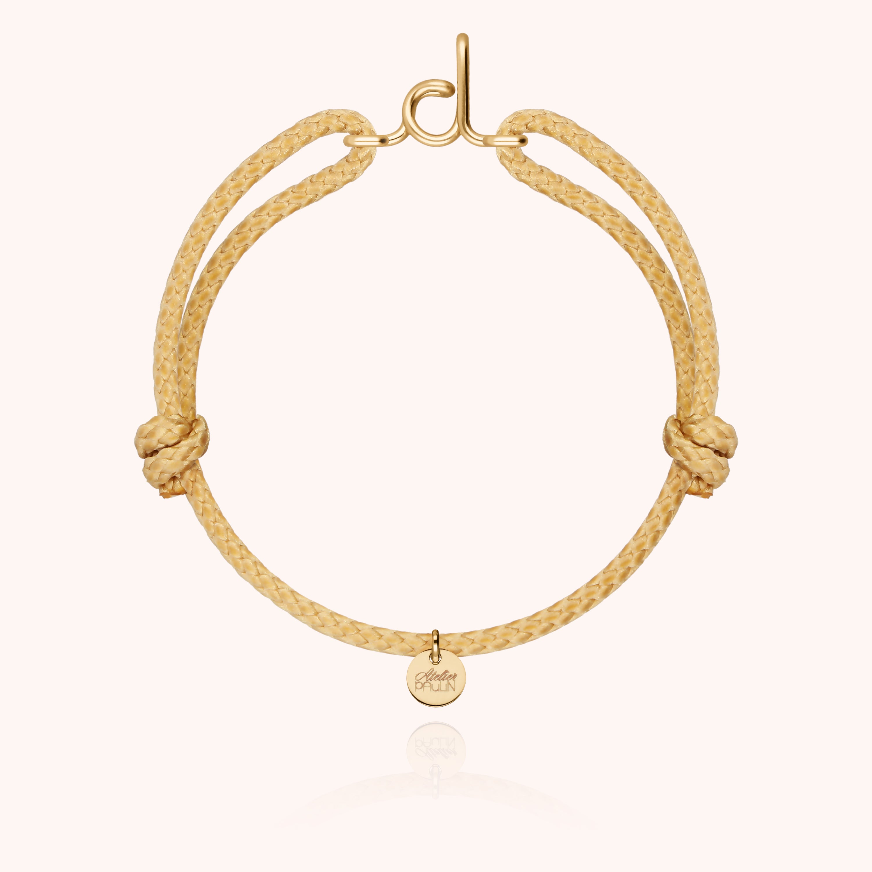 Bracciale Cordino Cerato Iniziale Uomo - oro giallo laminato