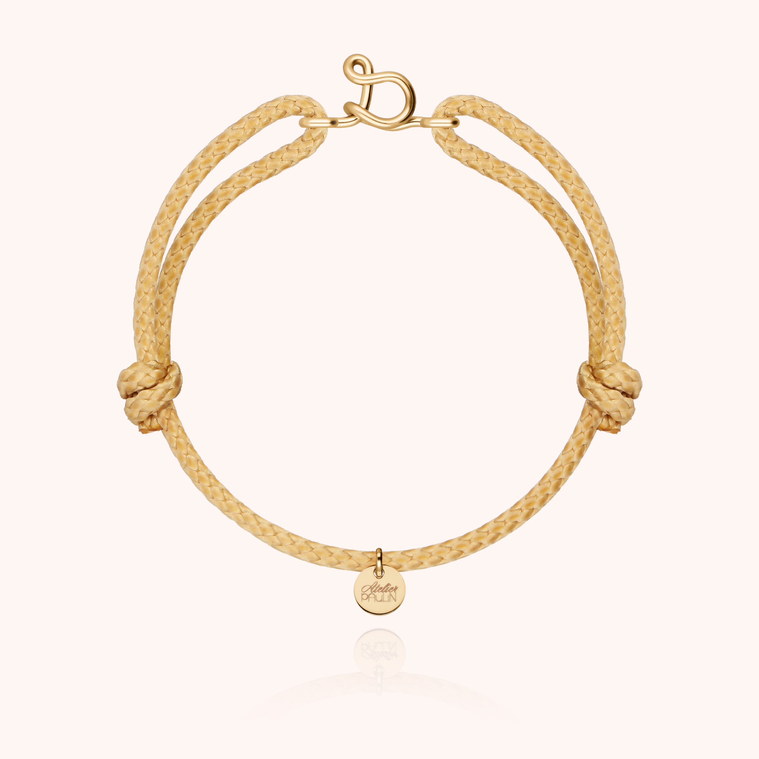 Bracelet Cordon Ciré Initiale Homme - or jaune laminé