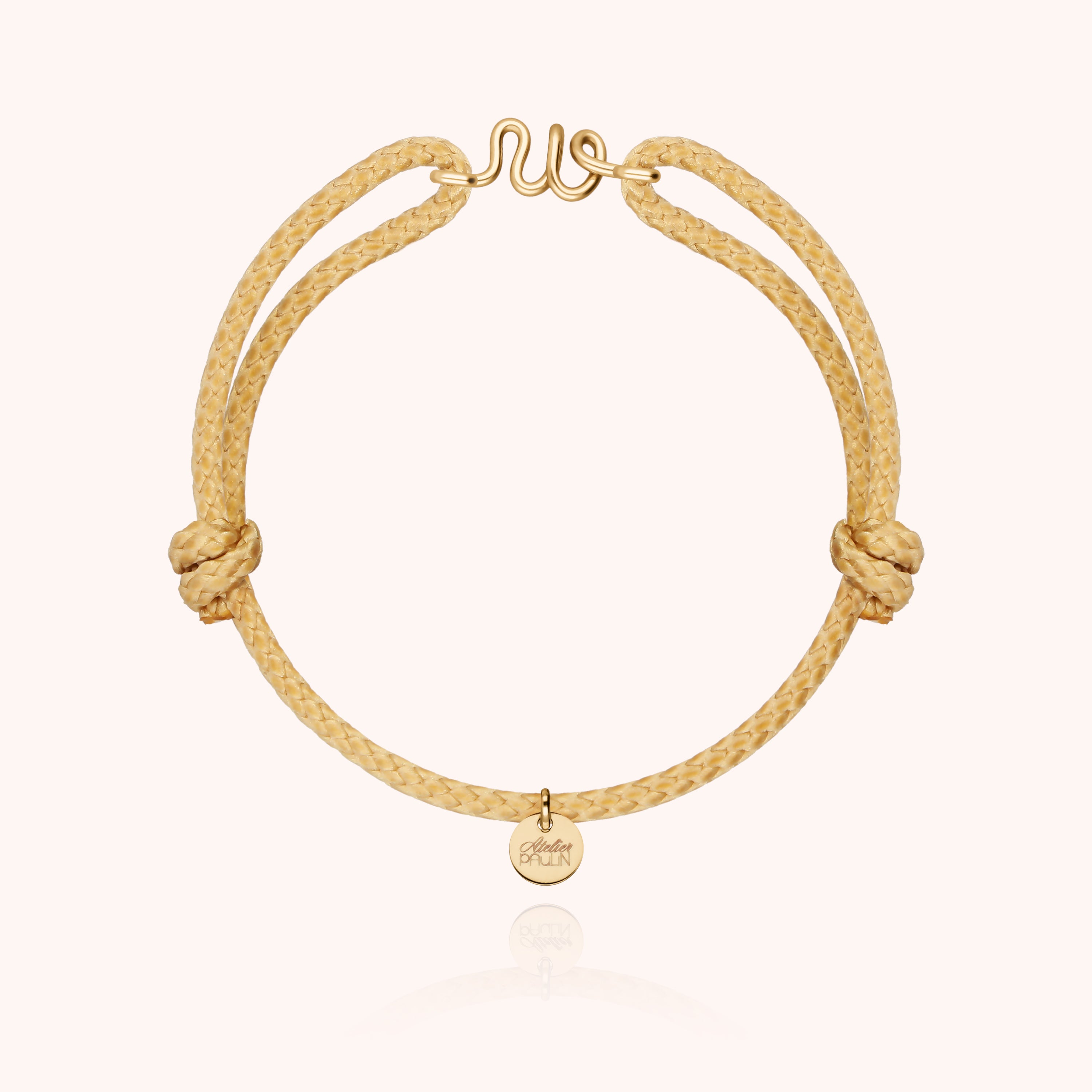 Bracciale Cordino Cerato Iniziale Uomo - oro giallo laminato