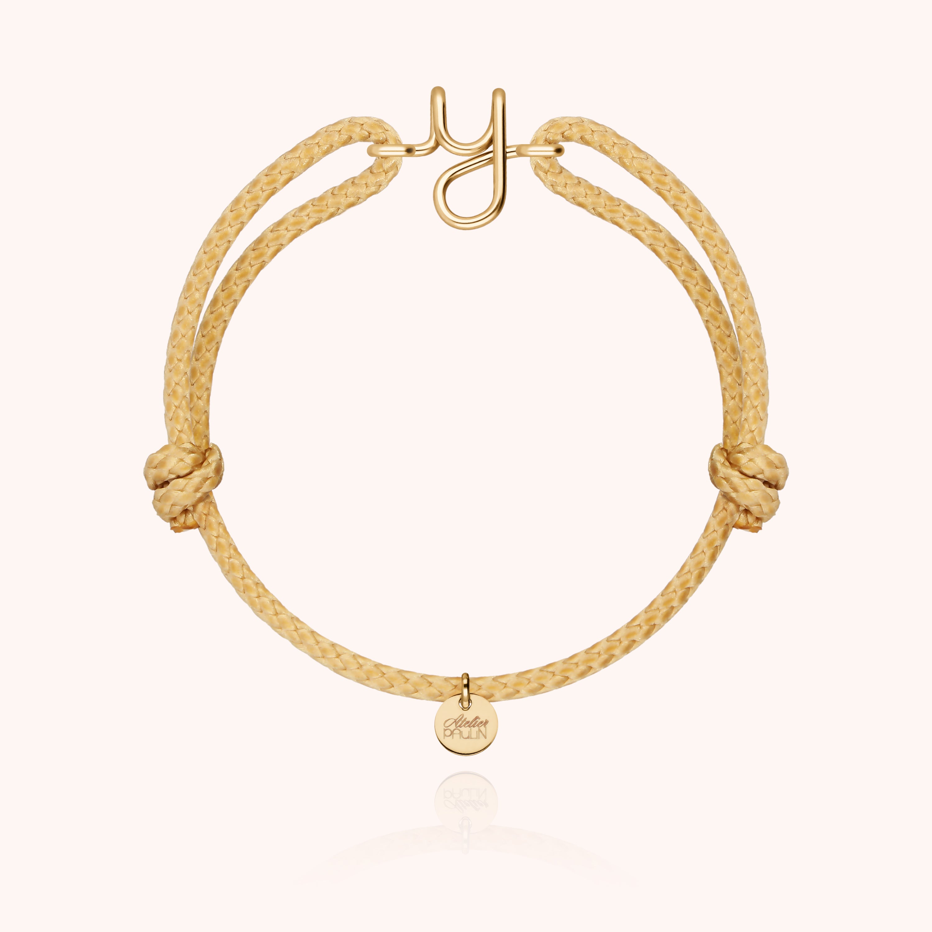 Bracciale Cordino Cerato Iniziale Uomo - oro giallo laminato