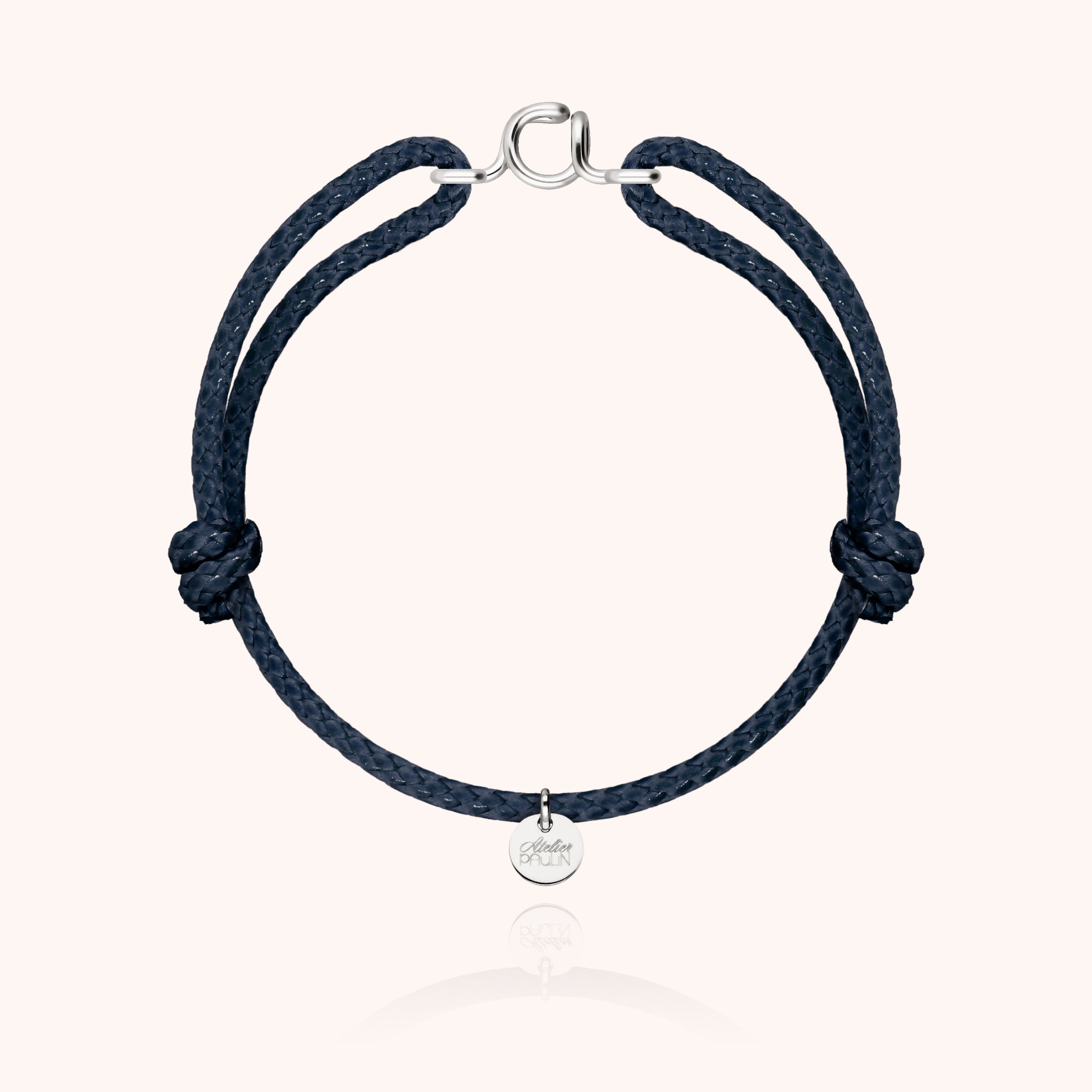 Bracelet Cordon Ciré Initiale Homme - argent