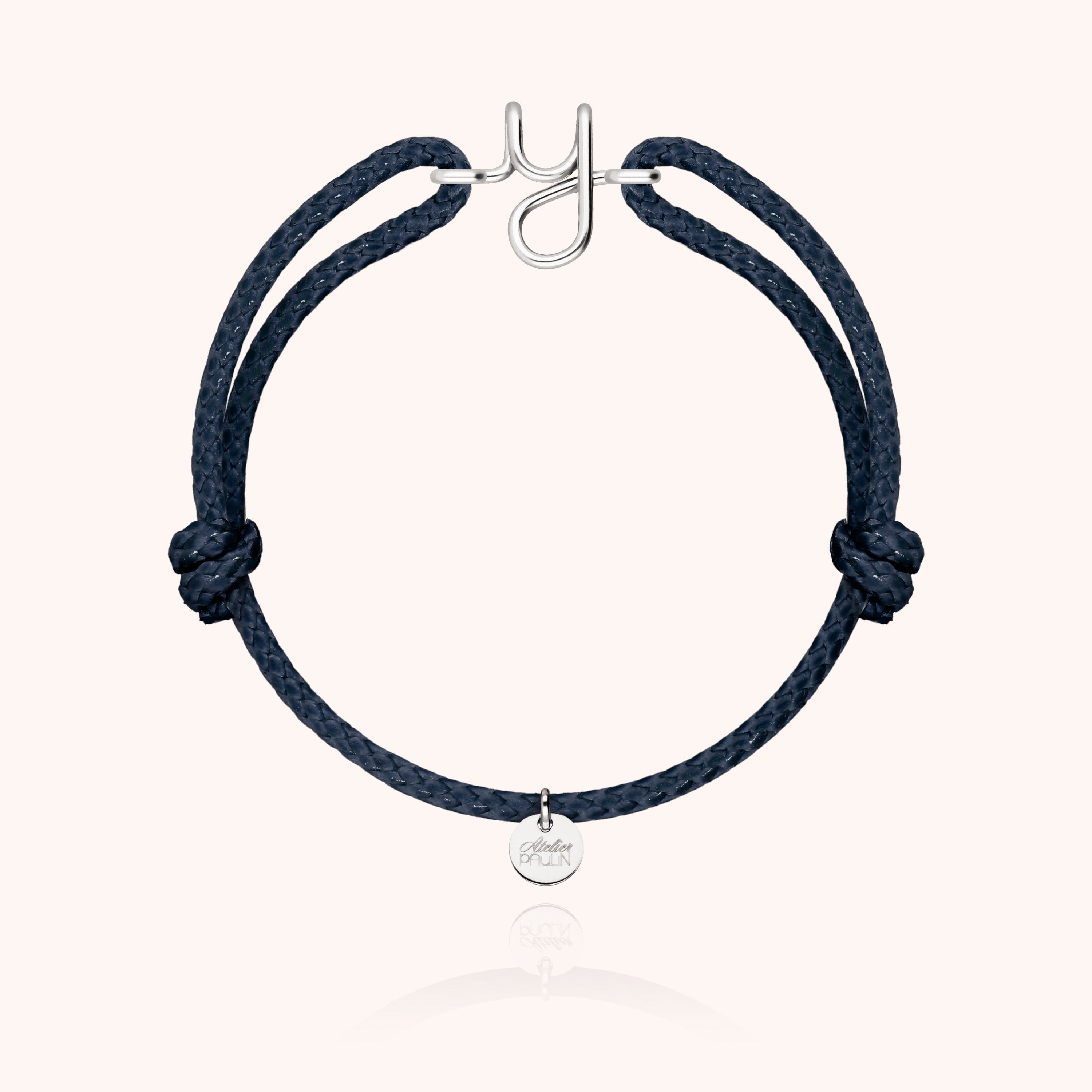 Bracelet Cordon Ciré Initiale Homme - argent