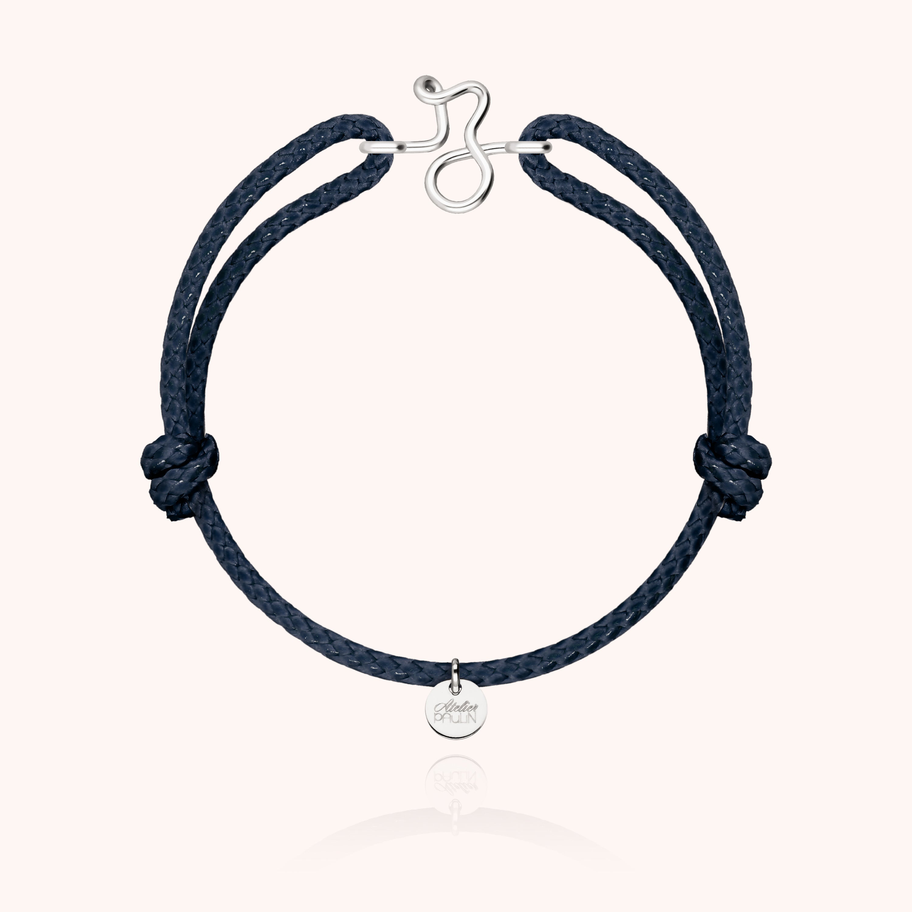 Bracelet Cordon Ciré Initiale Homme - argent