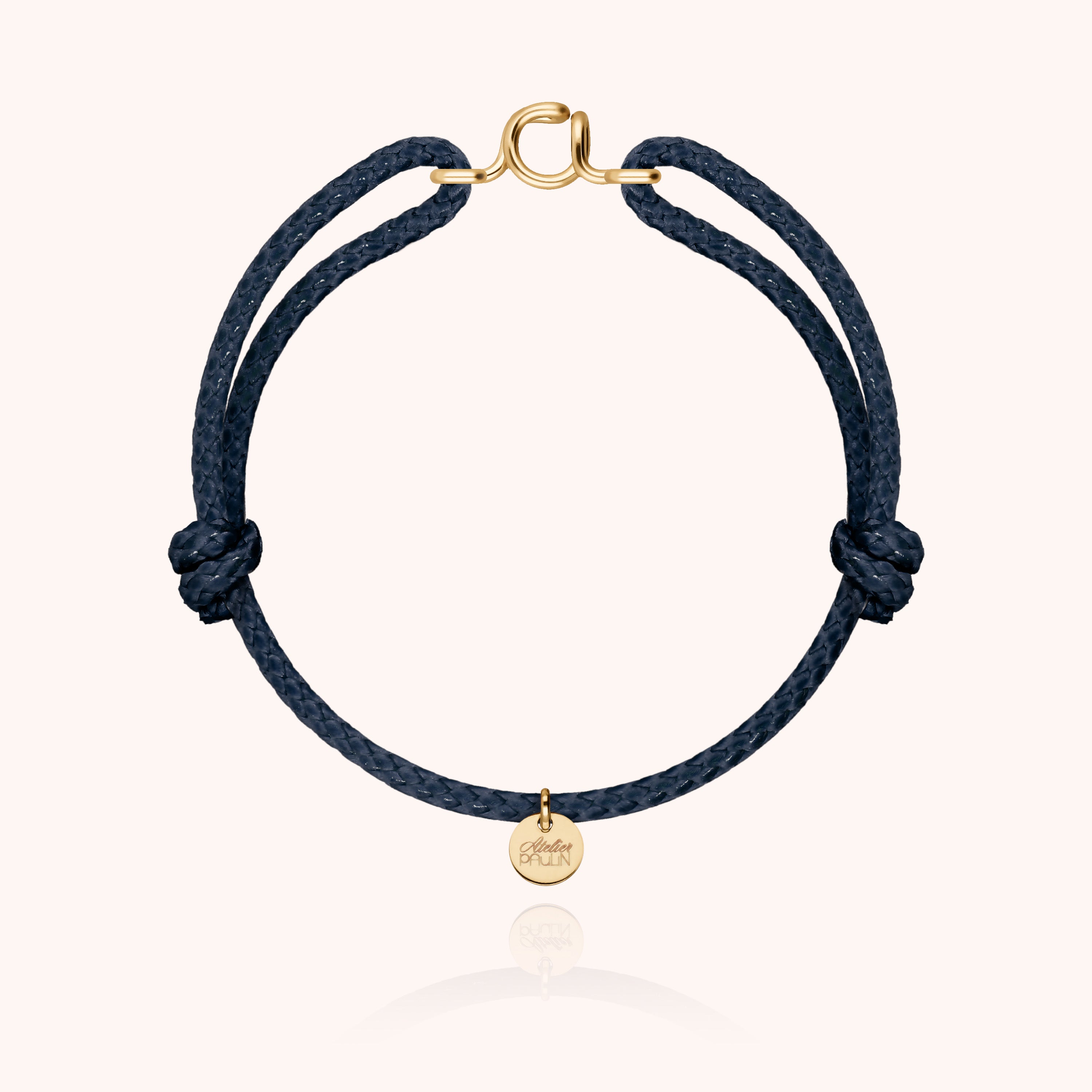 Bracelet Cordon Ciré Initiale Homme - or jaune laminé