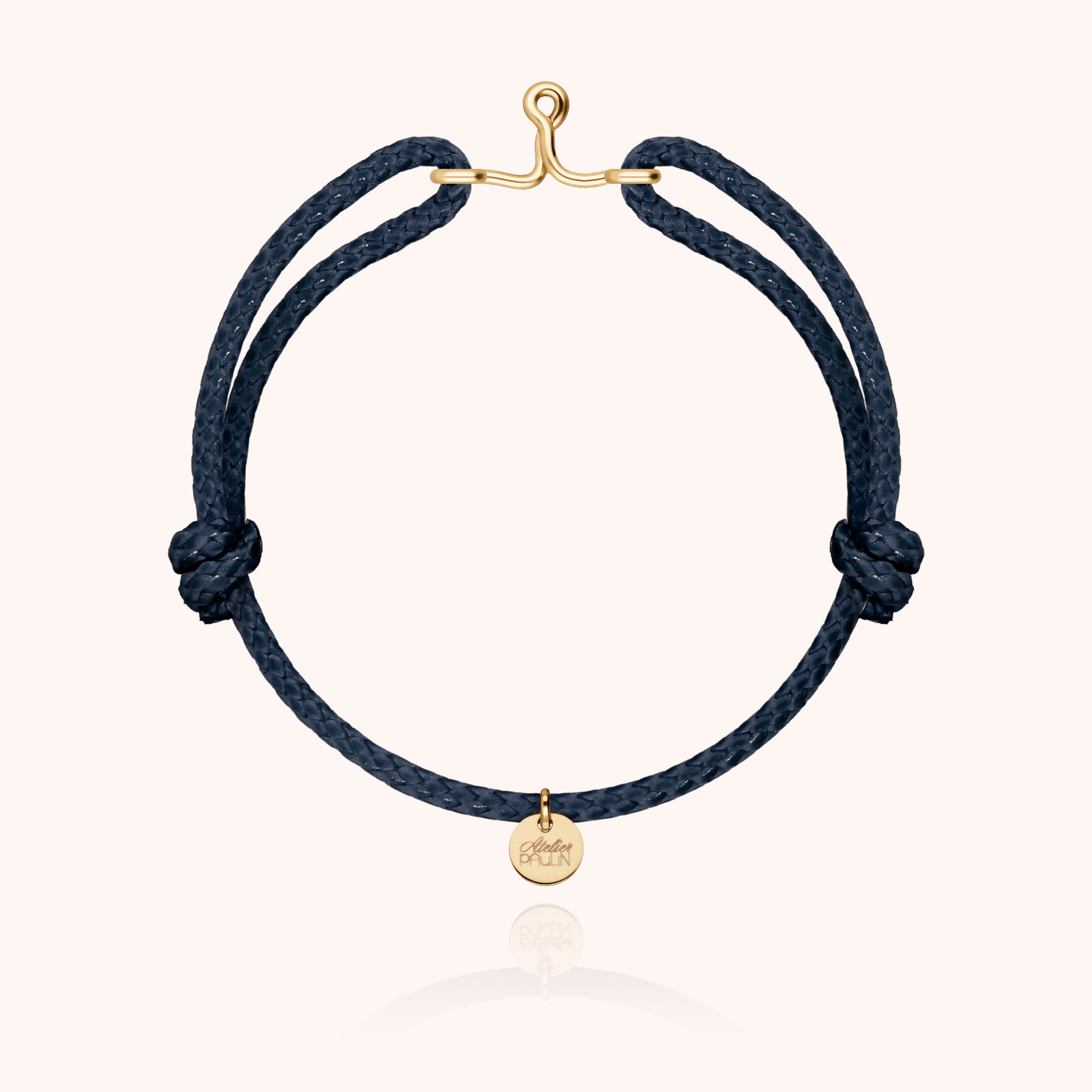 Bracelet Cordon Ciré Initiale Homme - or jaune laminé