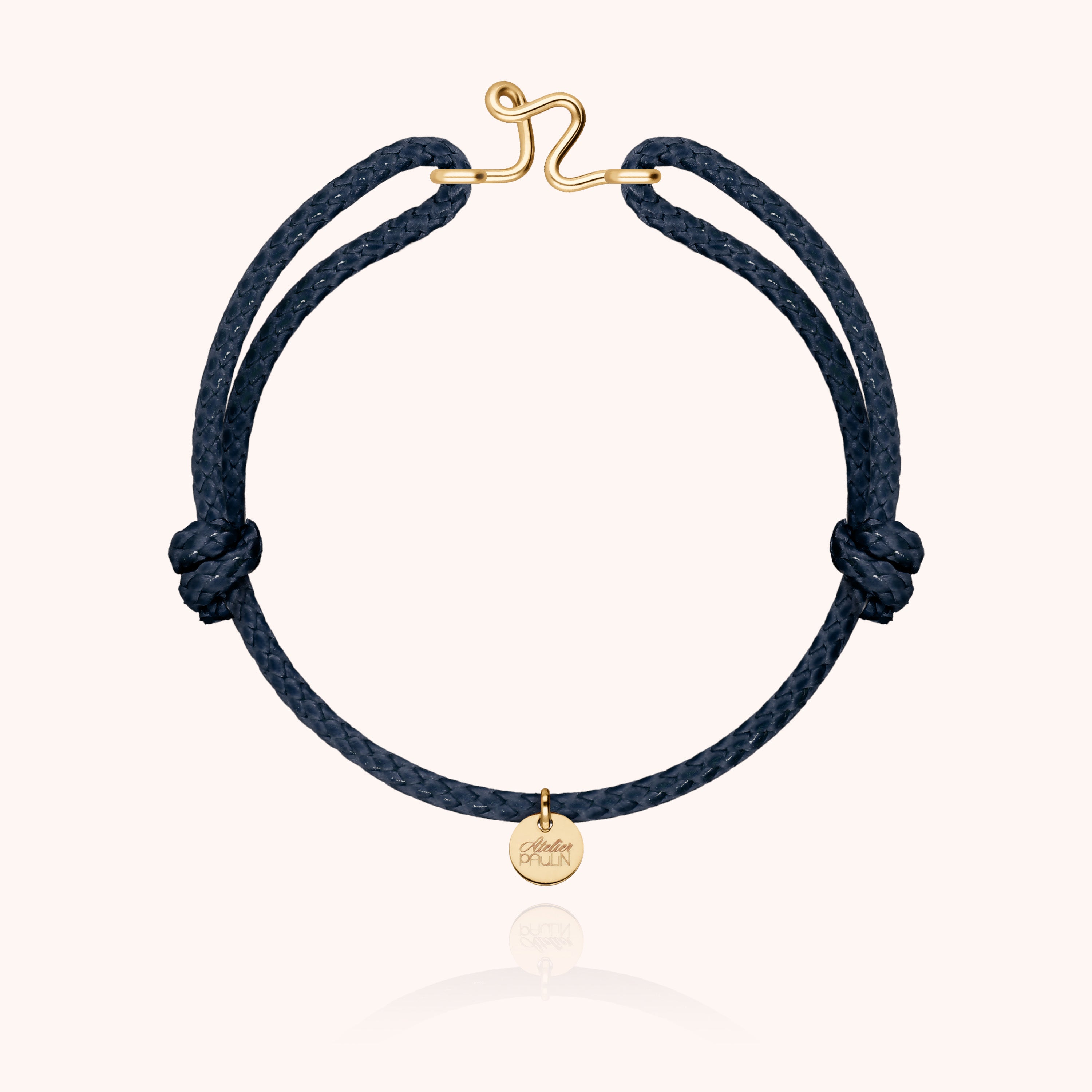 Bracelet Cordon Ciré Initiale Homme - or jaune laminé